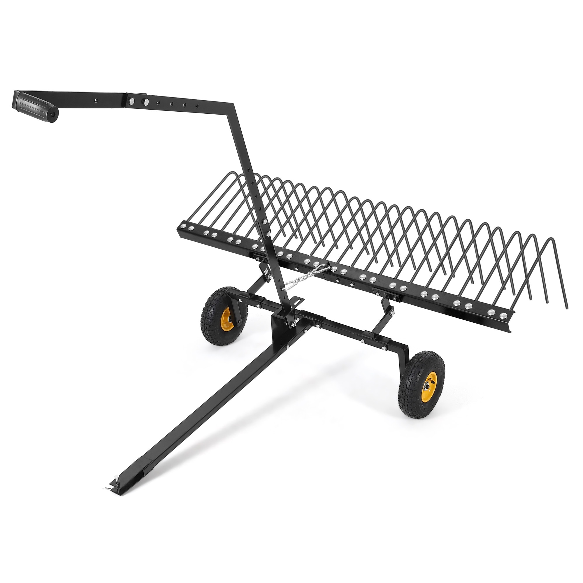 IdealHouse - 60 Inch Tow Behind Landscape Rake Heavy Duty Steel Dethatcher and Pine Straw Rake fo...