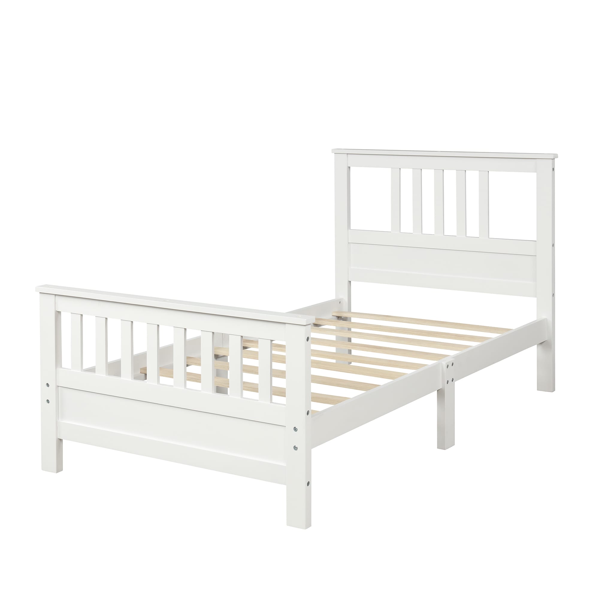 CASAINC WM-WF192972AAK Wood platform bed White Twin Wood Platform Bed