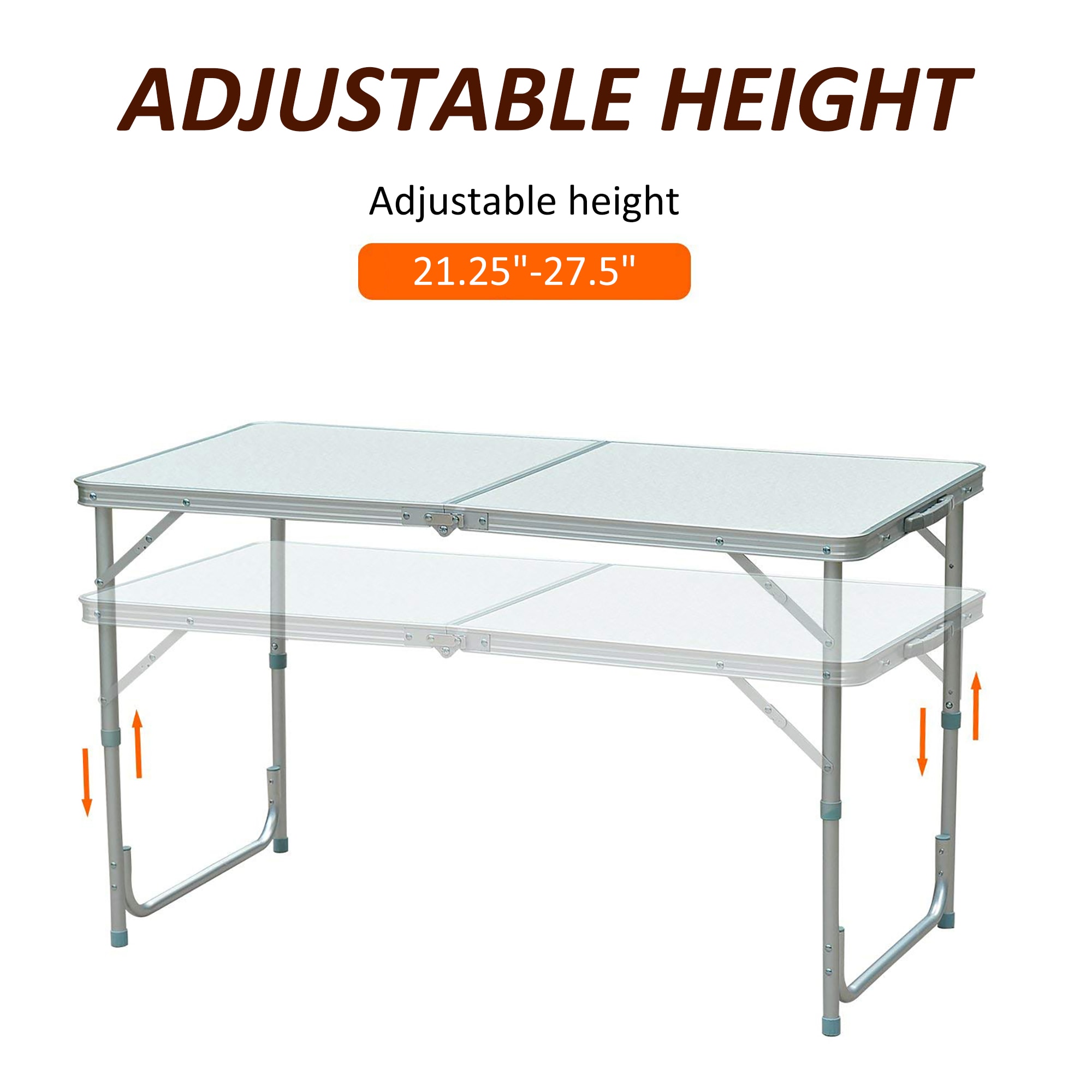 Outsunny Silver Aluminum Folding Camping Table with Carry Handle