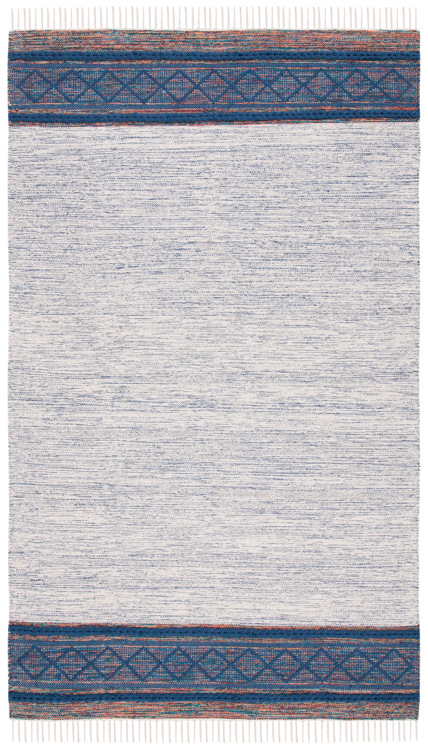 Safavieh MTK653N-5 Montauk Elskea 5 x 8 (ft) Loomed Cotton Navy/Beige Rectangular Indoor Border Bohemian/Eclectic Area rug