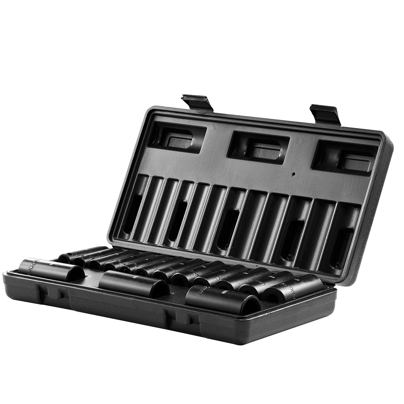 GIVIMO 3/8-in Drive Deep Impact Socket Set 15 Pieces Metric 8-22mm - 6-Point Cr-Mo Alloy Steel HRC42-48 with Storage Case for Auto Repair