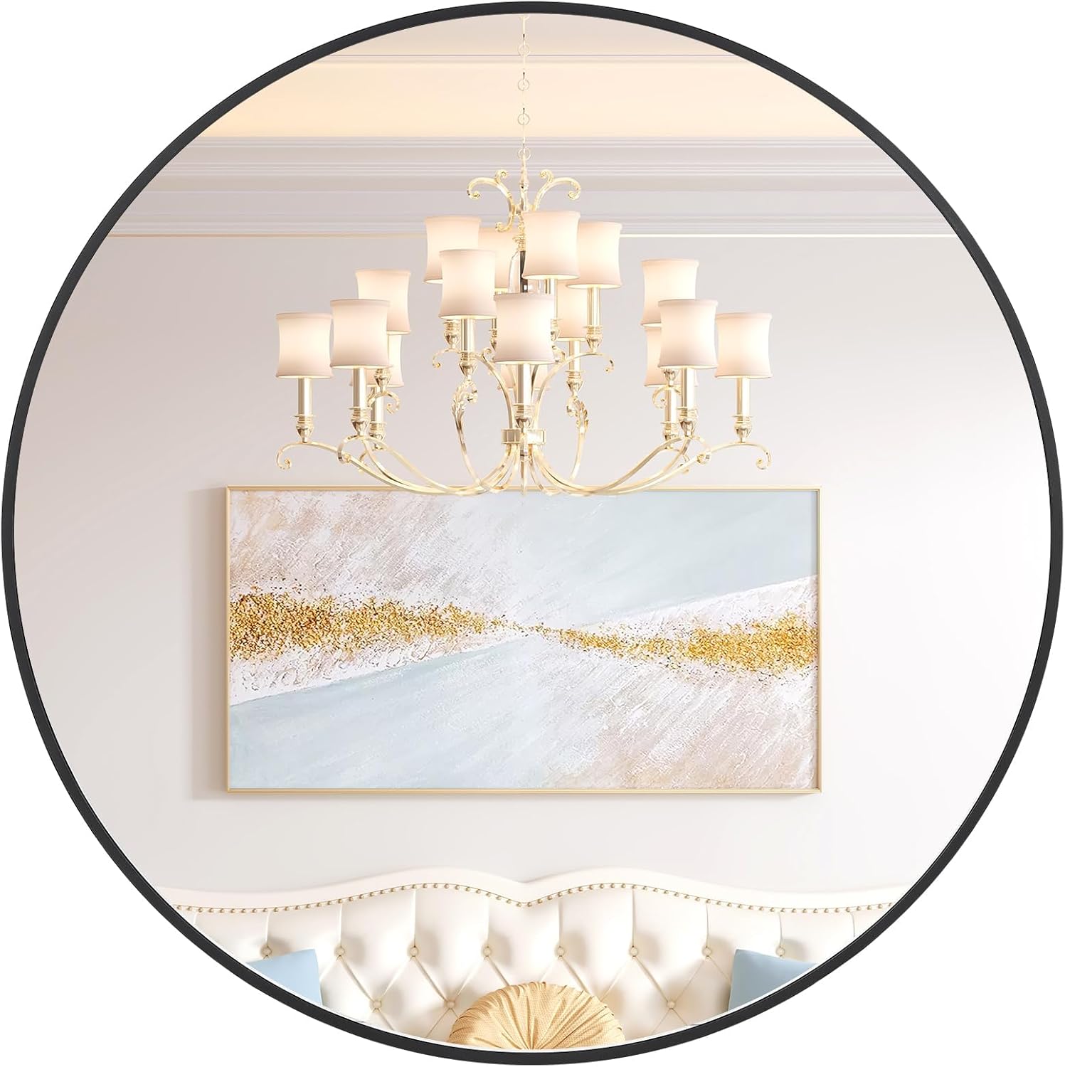 Garvee 36 Inch Black Round Wall Mirror Modern Metal Frame for Bathroom Living Room Bedroom Decor #YYWPHO11QN5ES7