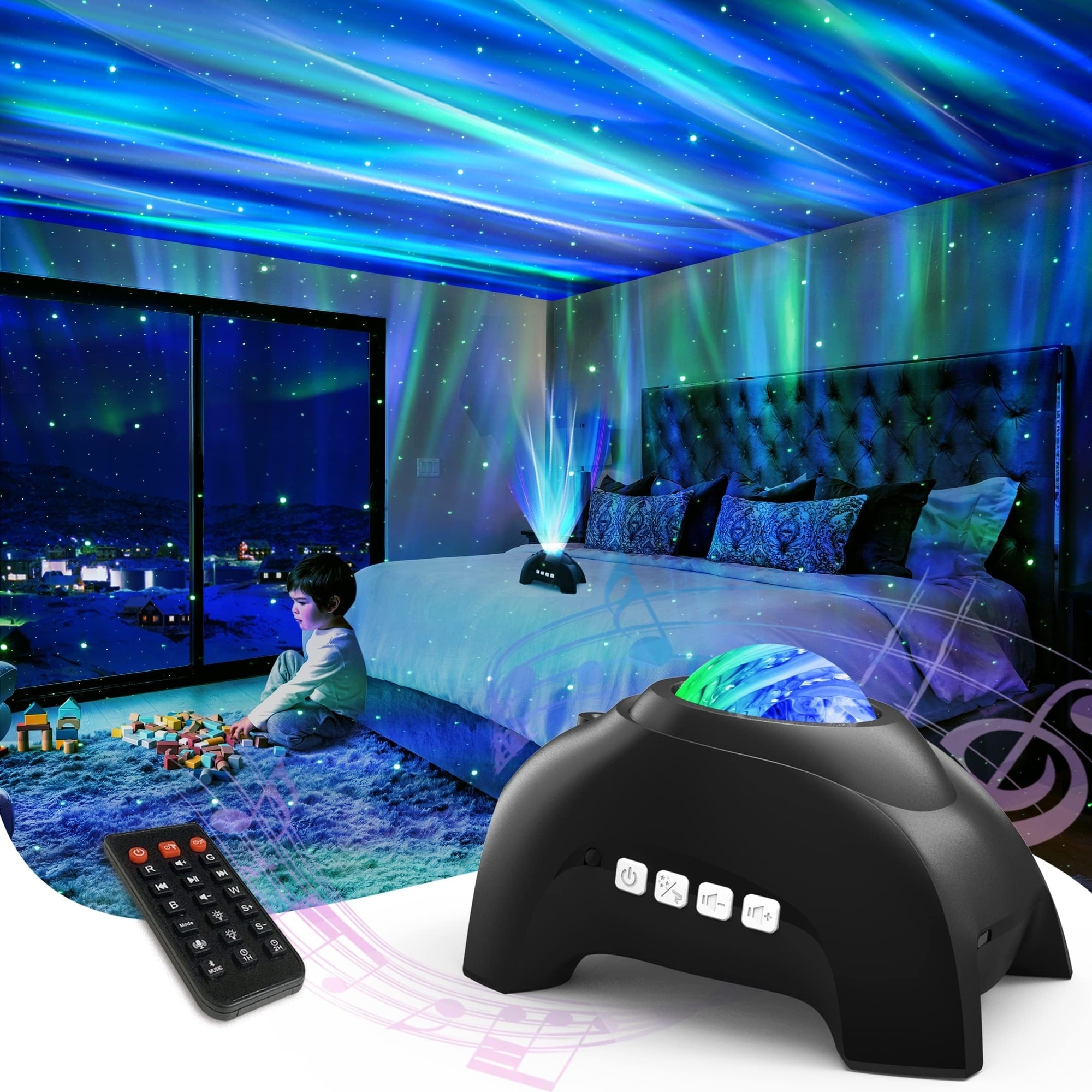 Vrbgify  Aurora Star Projector Music Speaker White Noise Night Light with Adjustable Brightness for Bedroom Ceiling Party Home Decor Kids Adults