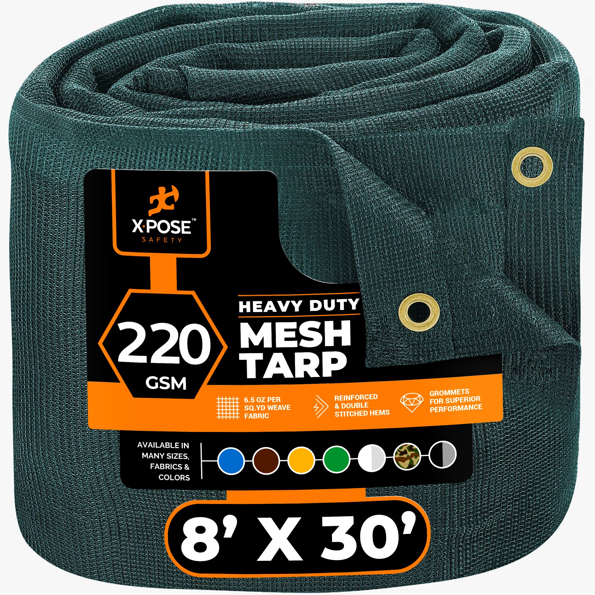 XPOSE SAFETY GMT-830-X 8-ft x 30-ft Green Water resistant Commercial Polyethylene 14-mil Tarp