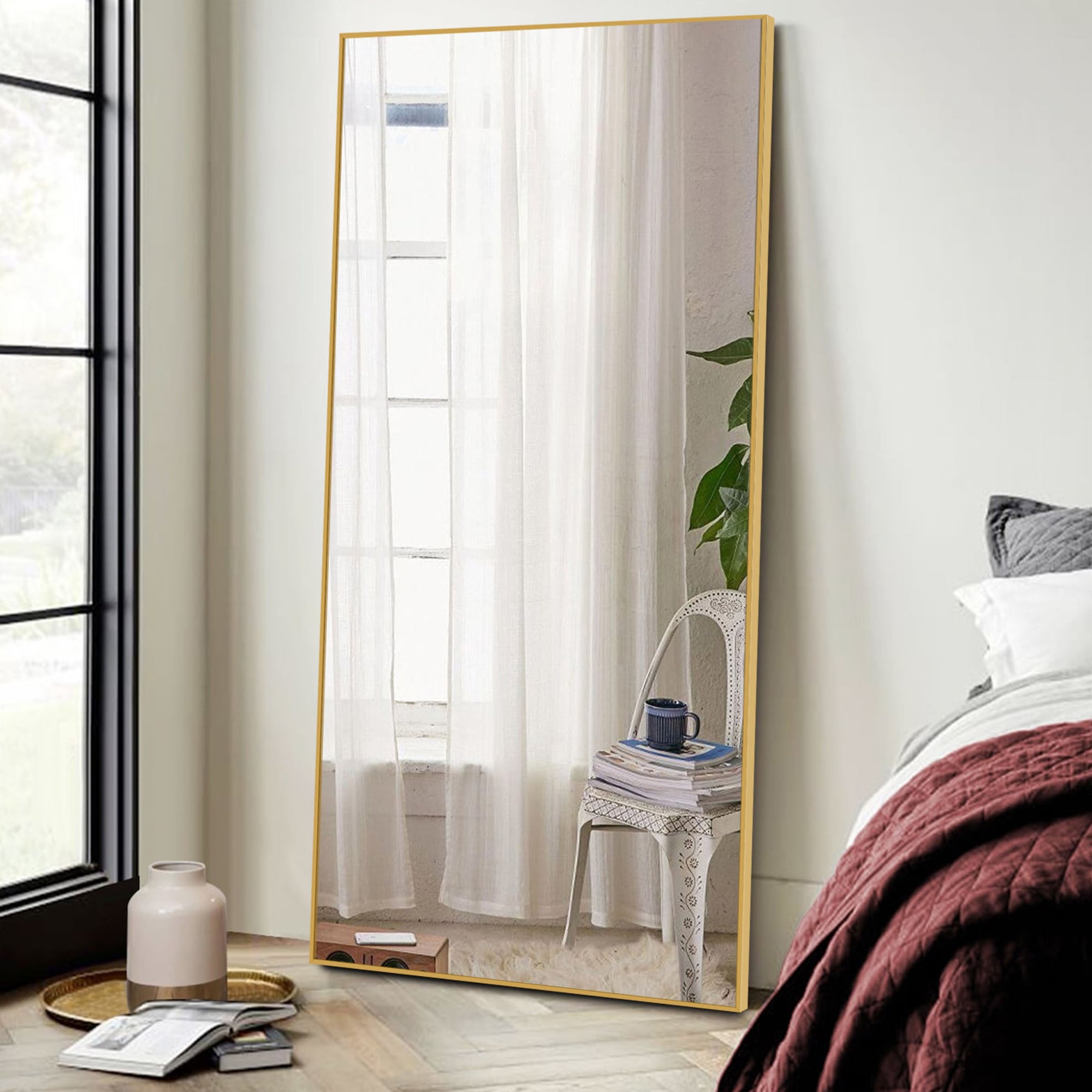 Dovelina LS-US-LJ180MT002-GL 32-Inches W x 71.0-Inches H Rectangle Gold Framed Full Length Floor Mirror