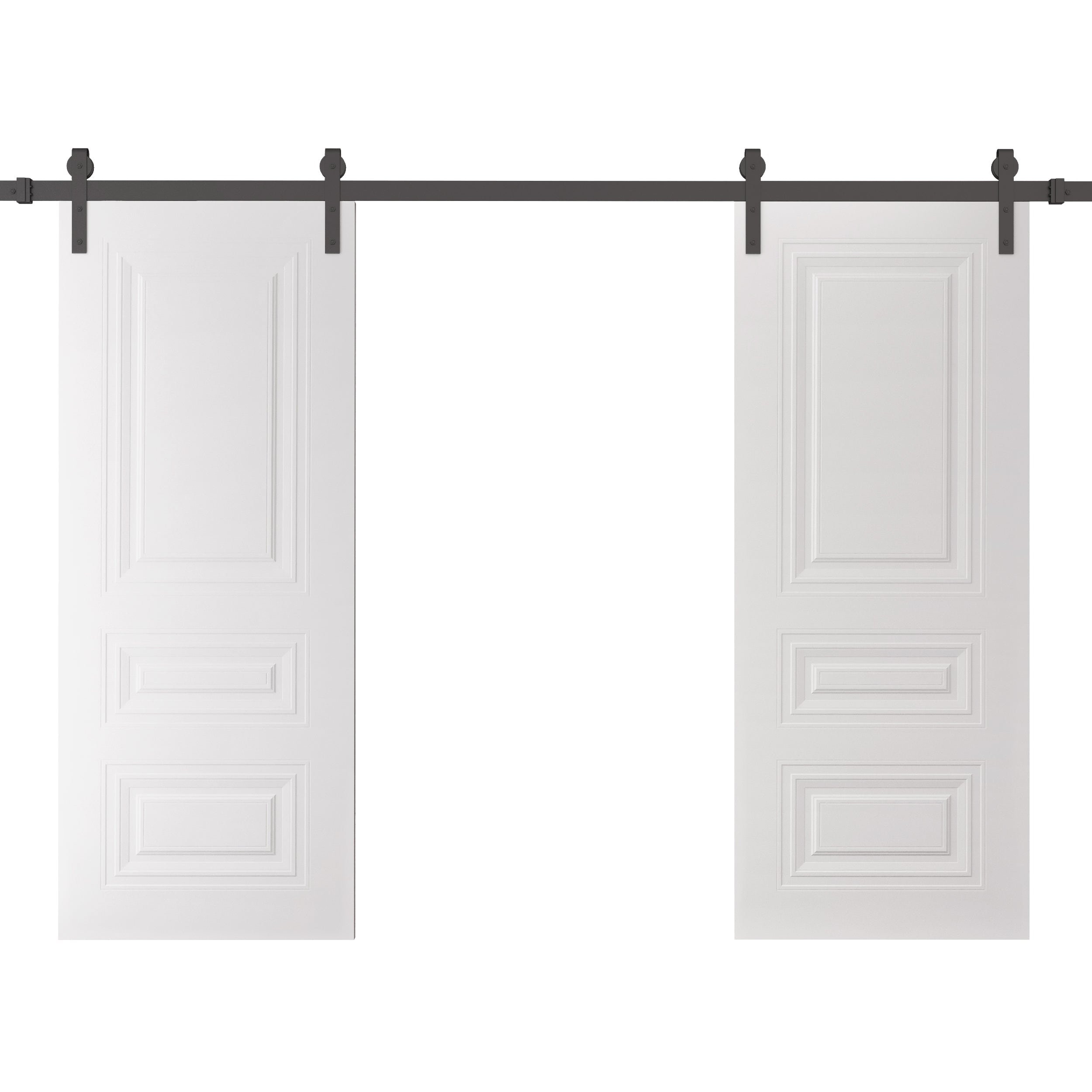 SARTODOORS Double Barn Door 56 x 84 inches - SELECT 3329 White - 13FT Rail Track Set - Solid Panel Interior Doors