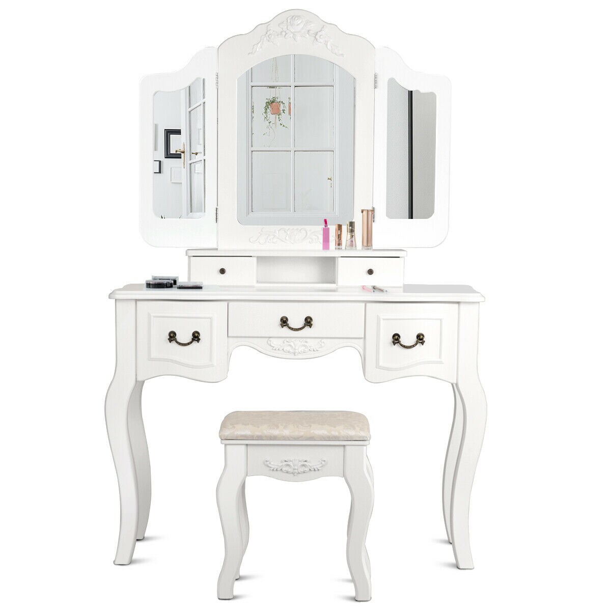 Goplus 17.5-in White Makeup Vanity at Lowes.com