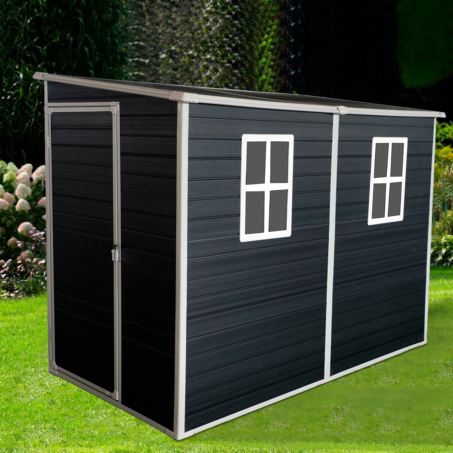 Maincraft D01-OSS30 4-ft x 8-ft Black Lean-to Resin Storage Shed (Floor Included)