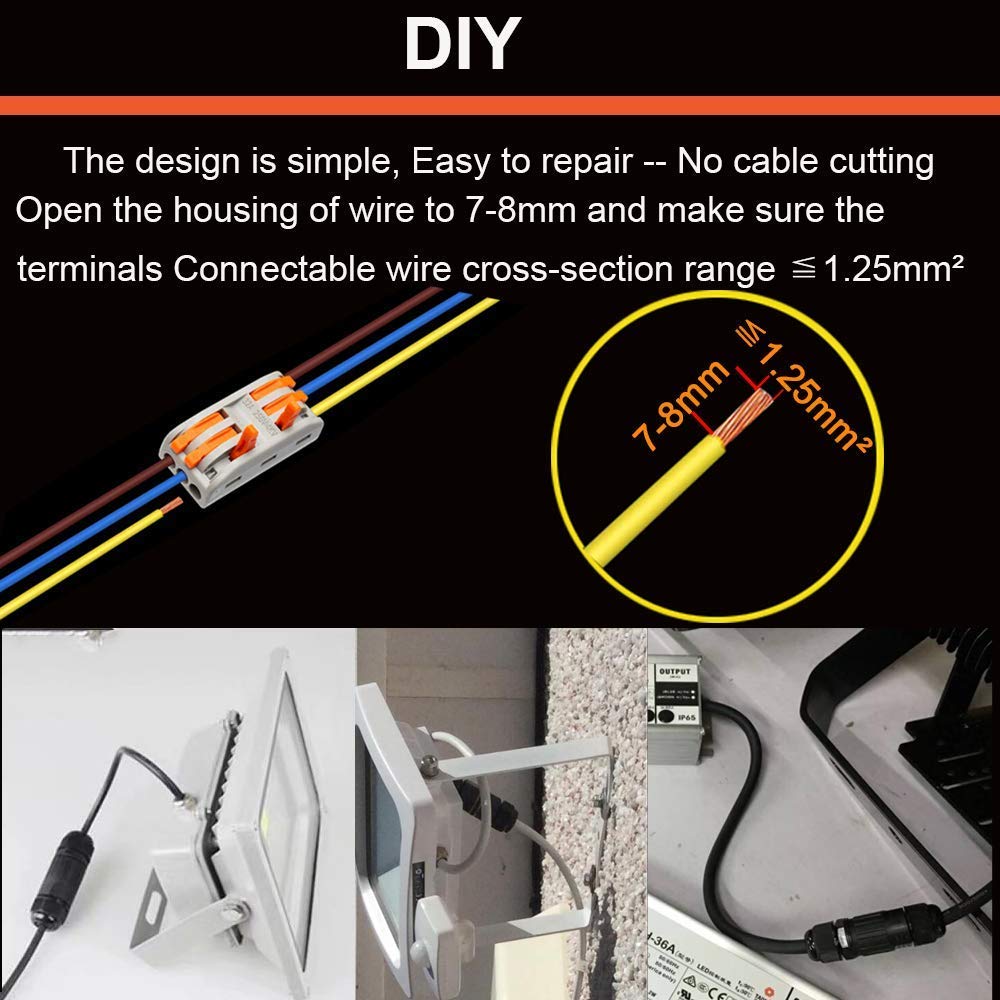 Lukvuzo Waterproof Junction Box 10 pcs IP68 Electrical Cable Connectors ...