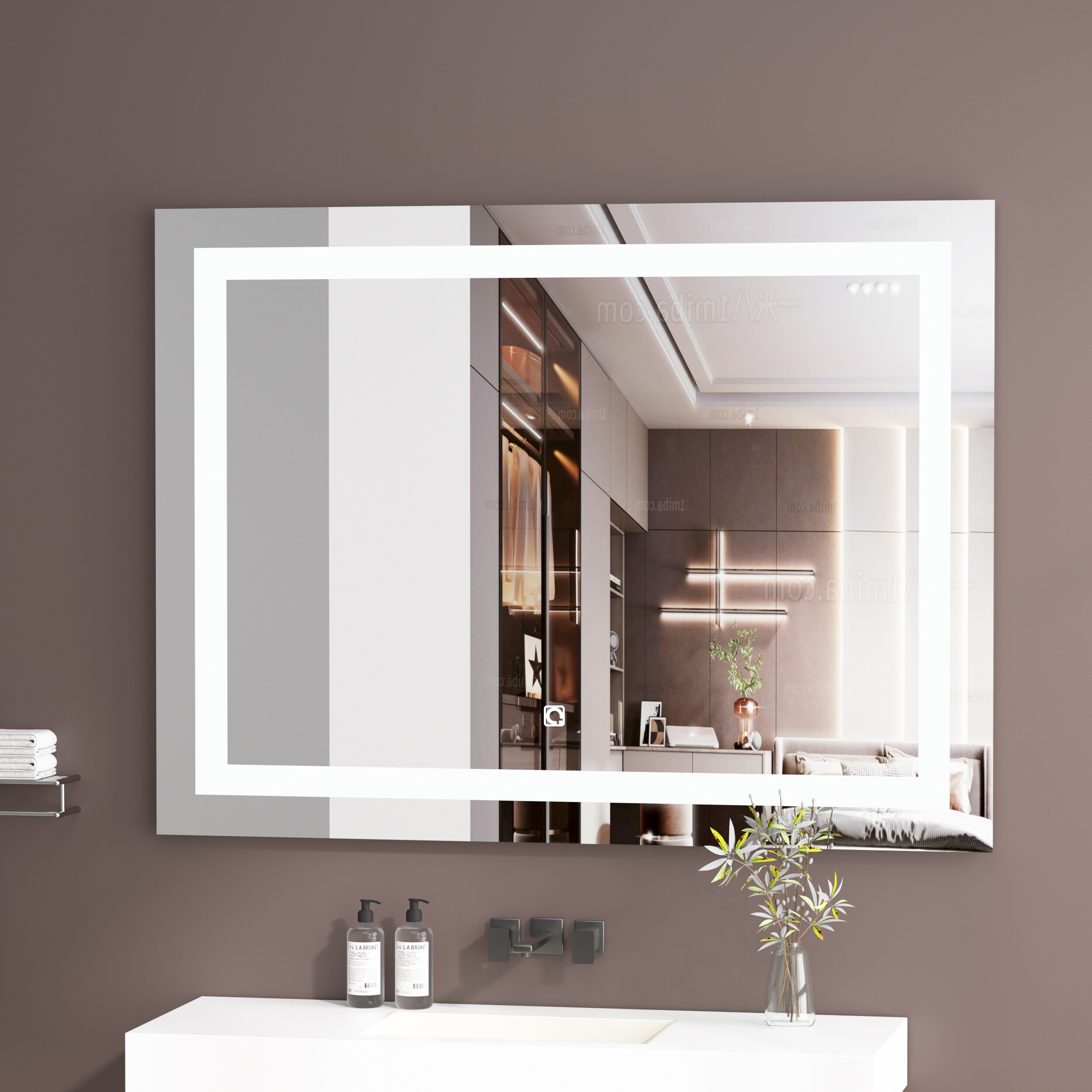 Forclover YOAE41254SL 40-in x 32-in Frameless Dimmable Lighted Fog Free Bathroom Vanity Mirror (Natural)