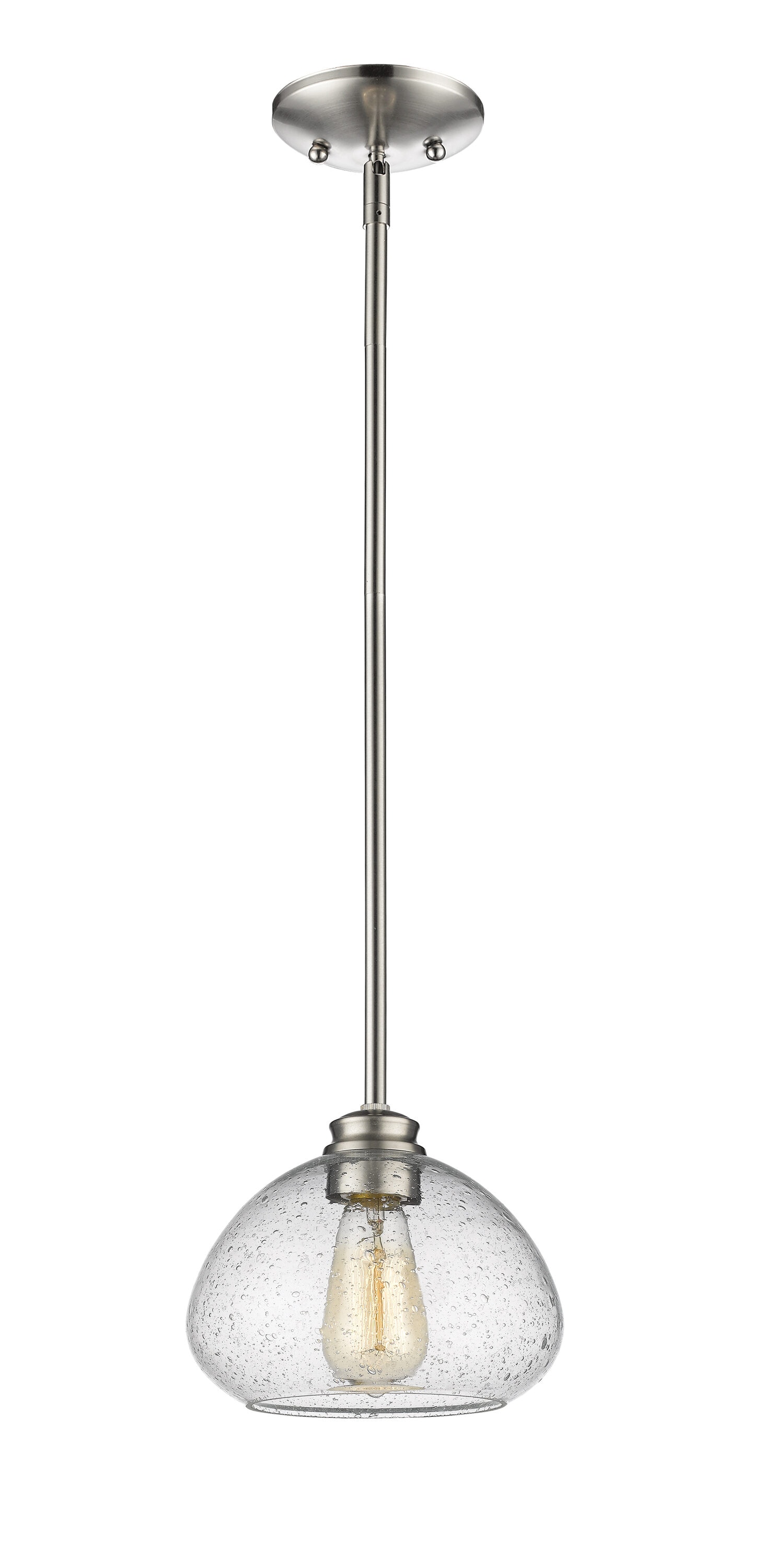 Z-Lite 722MP-BN Amon 1 -Light Brushed Nickel Modern/contemporary Seeded glass Bowl Mini Hanging Pendant light