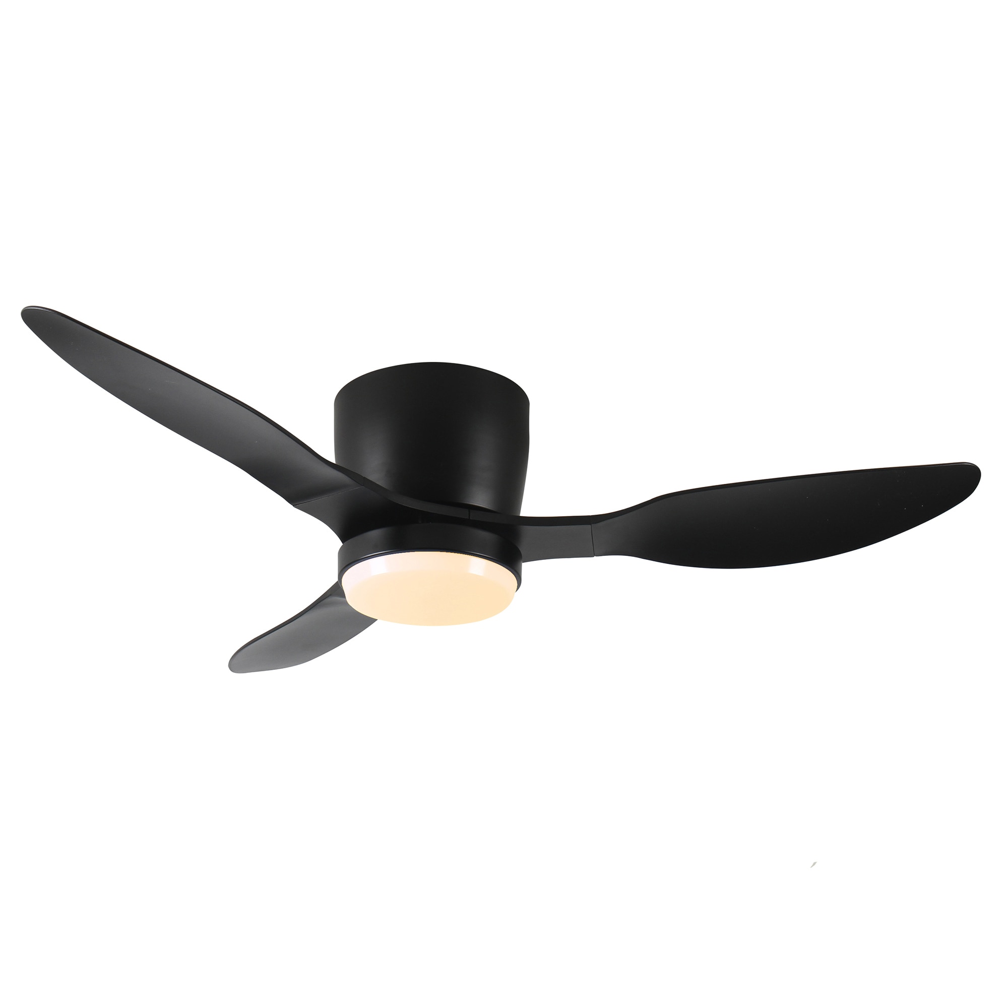 SINOFURN SYB570095BK 42-in Color-Changing Integrated LED Flush Mount Smart Black with Finished Blades Ceiling Fan With Light - Remote Included ( 3 -Blade )