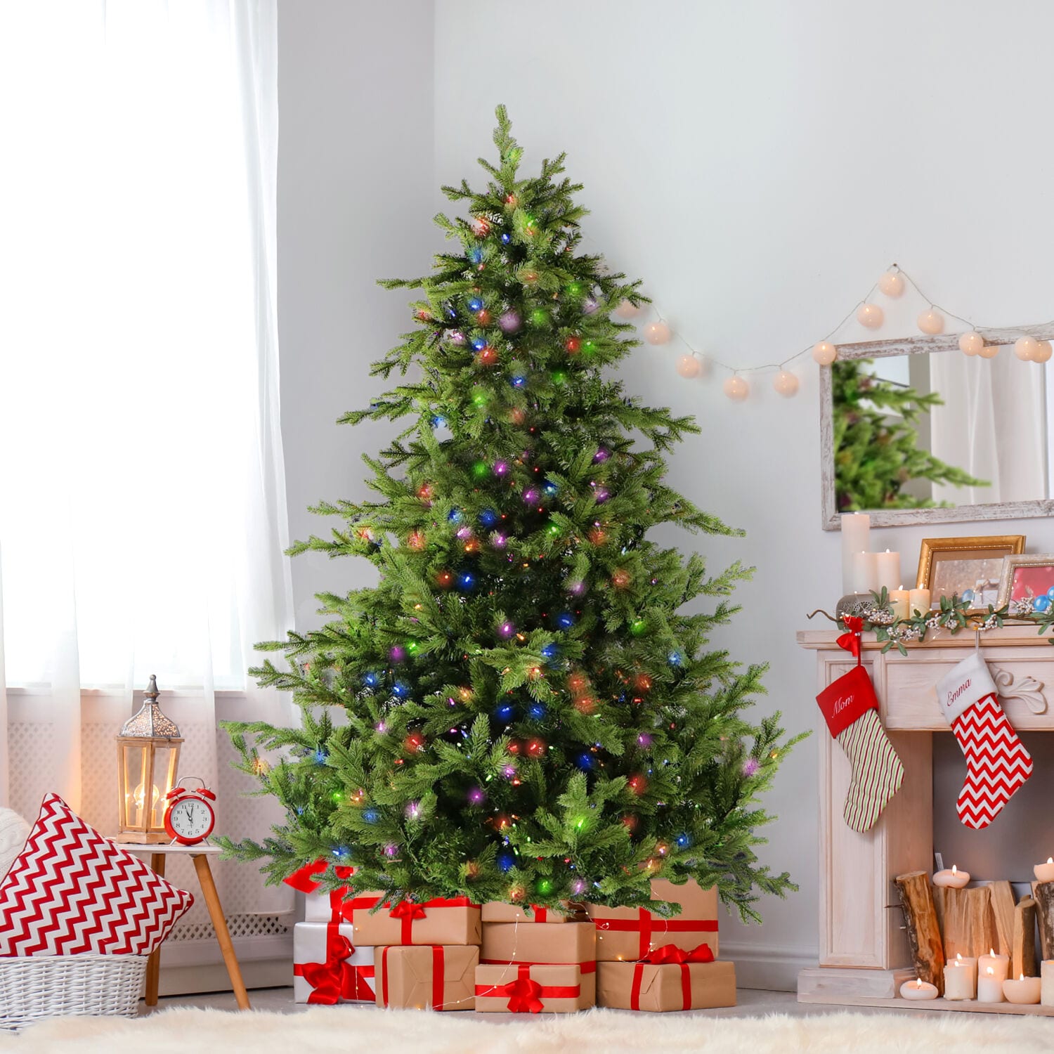 Enchanted Winter Pine 7.5' Outdoor Christmas Tree with Multi-Color LED Lights