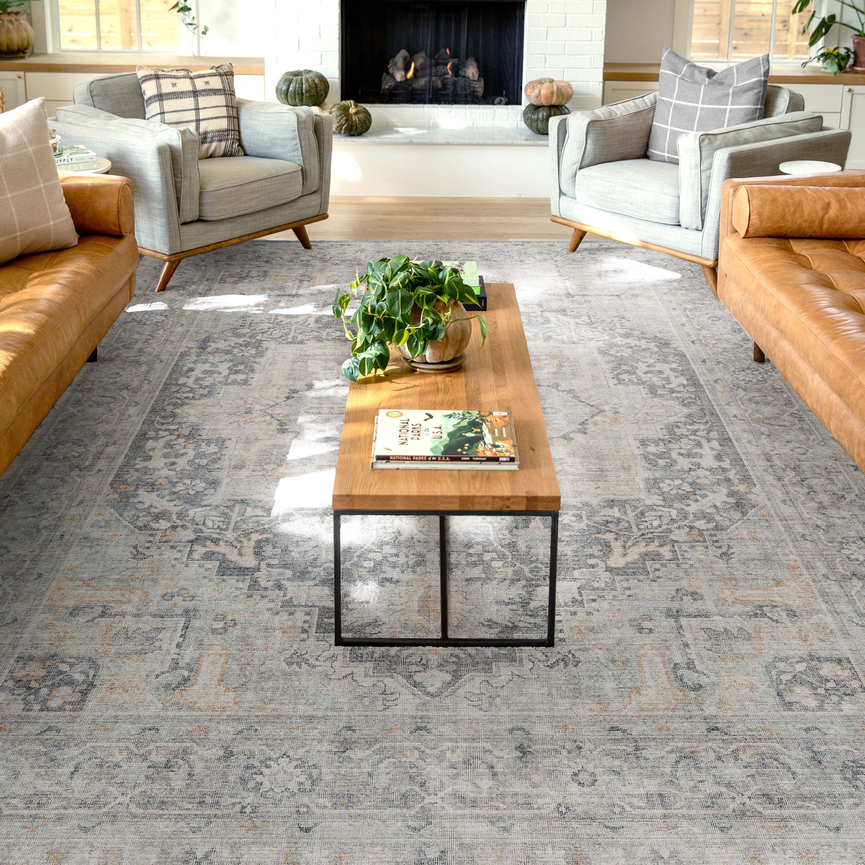 Well Woven W-AP-28D-7 Apollo 8 x 10 (ft) Flatweave Polyester Light Grey Rectangular Indoor Medallion Persian Area rug