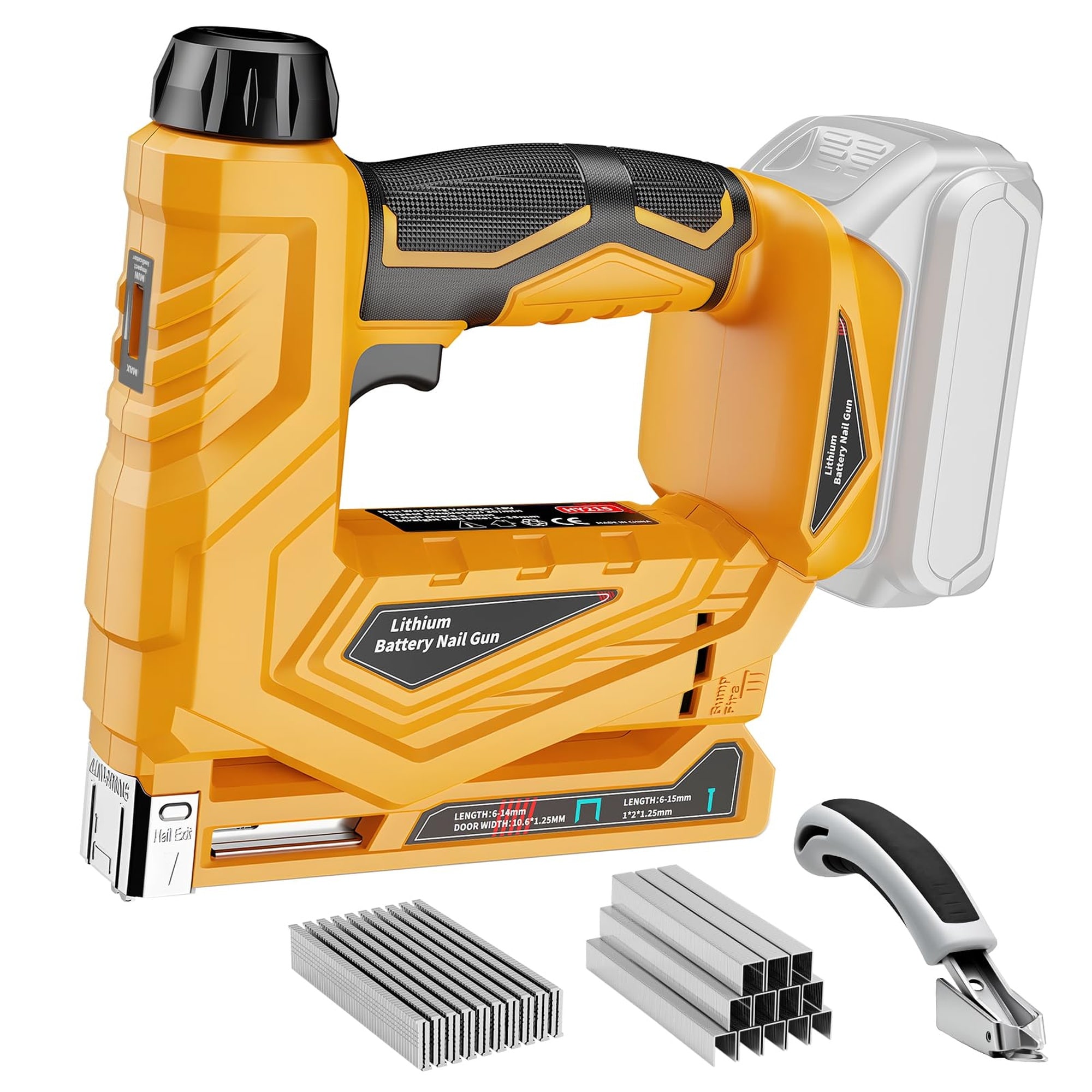 Angel Sar 2 in 1 Cordless Nail Gun for 20V Battery 18GA Brad Nailer and T50 Crown Stapler with 1000 Staples Nails for Woodworking DIY