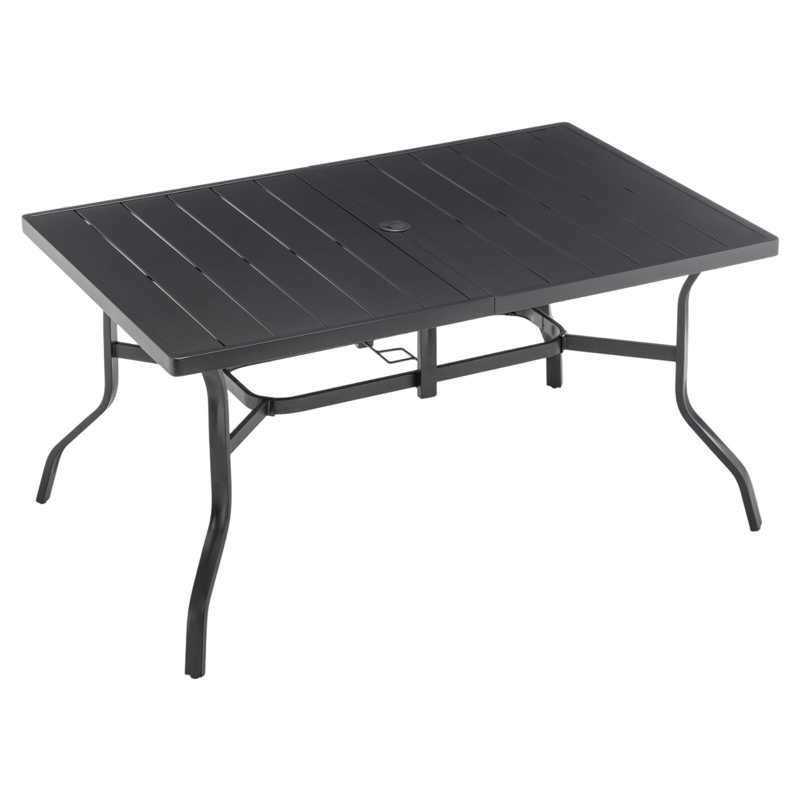 GlasFlength  Patio Tables 29-Inch Dining Table with Umbrella Hole and Anti-Slip Pads for Outdoor Garden Black