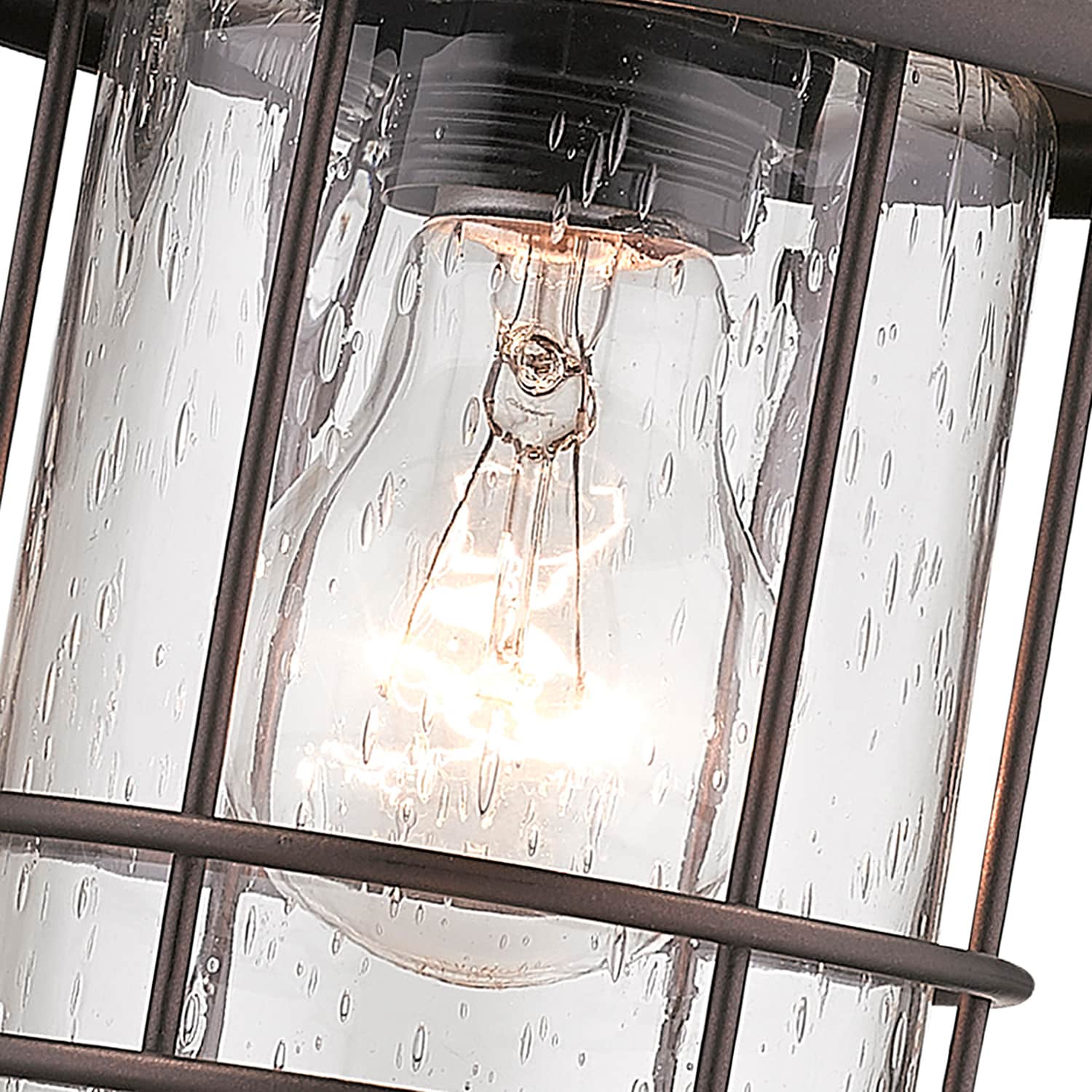 Oil Rubbed Bronze Dimmable Outdoor Lantern Set with Bubble Glass