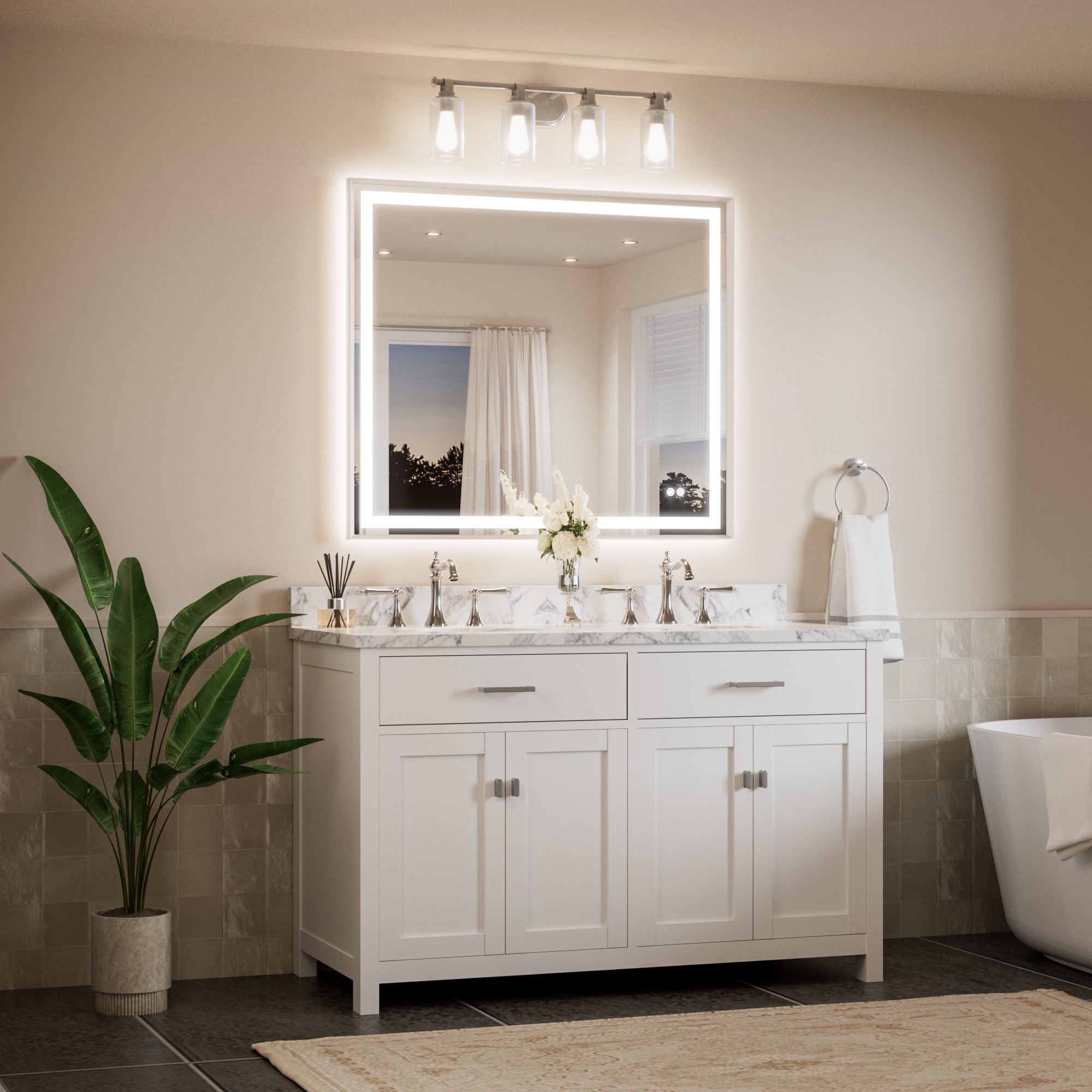 Keonjinn LW-BM66-10691-BN Framed-Bath-Mirrors - View #2