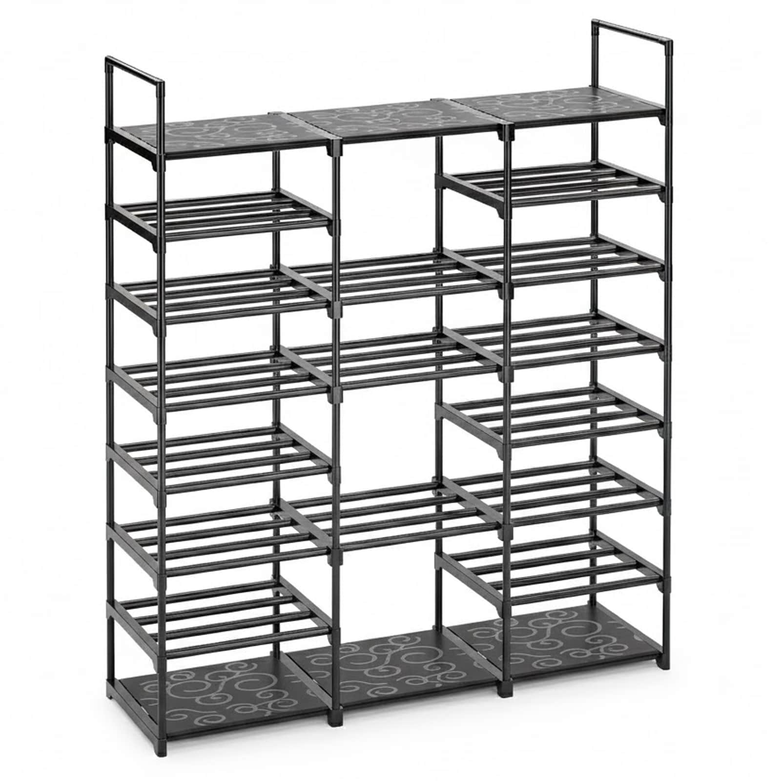 Afoxsos 9 Tier Metal Shoe Rack Organizer 50 to 55 Pairs Adjustable Large Capacity 50 x 12 x 62.4 Inch for Entryway Closet Bedroom Hallway