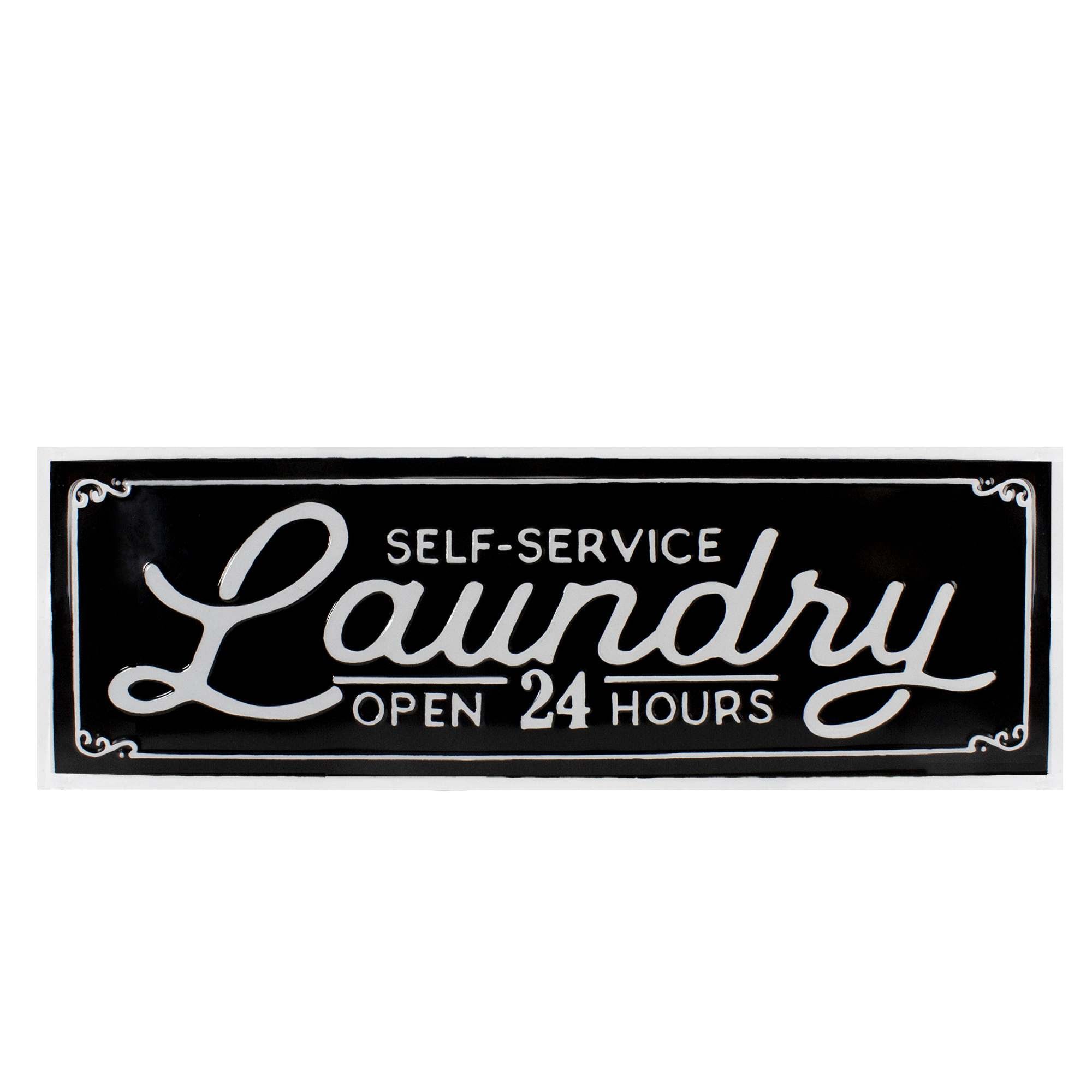Northlight Metal Laundry Sign Wall Decor - 36 inch - Black and White