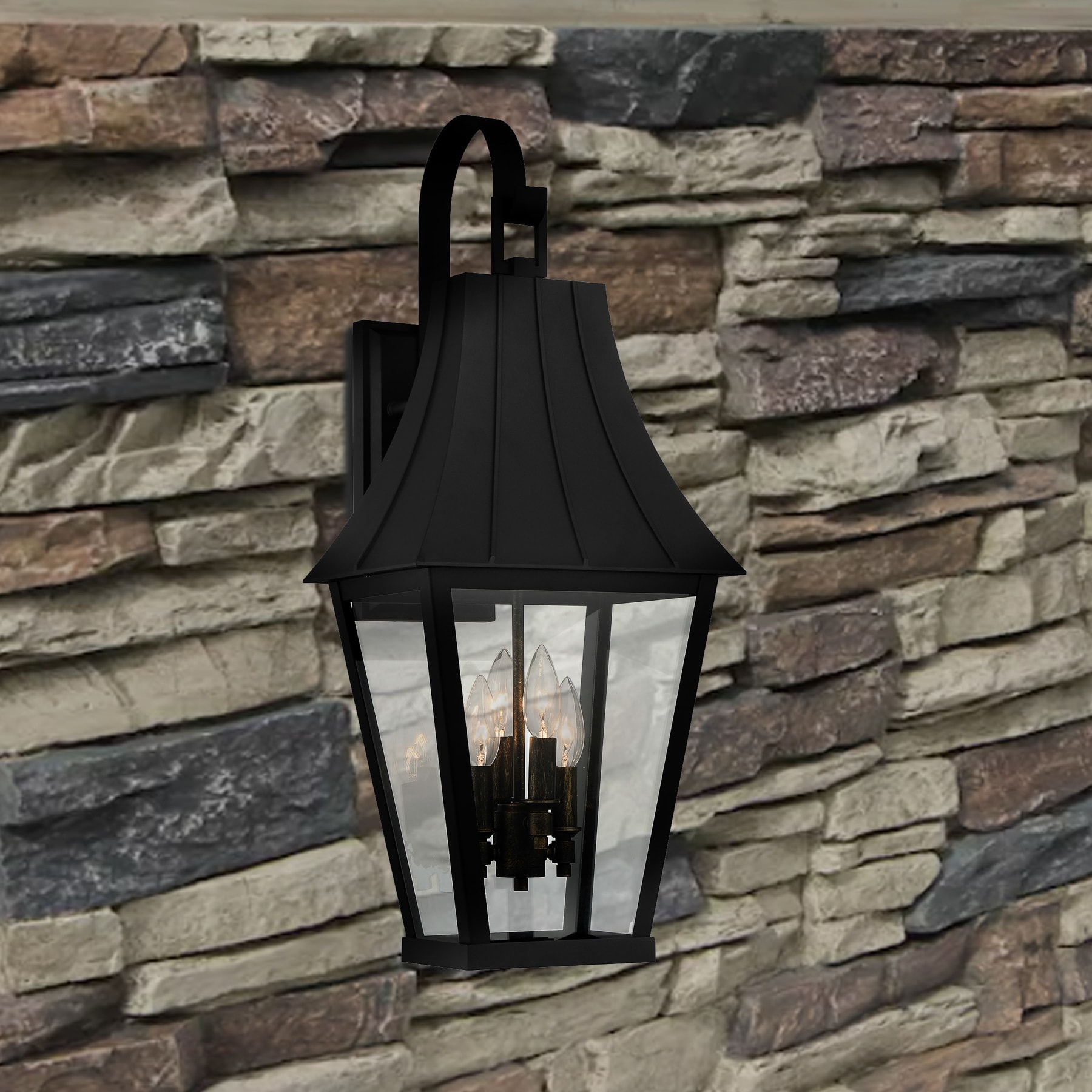 Black and Gold Glass 4-Light Dimmable Sconce