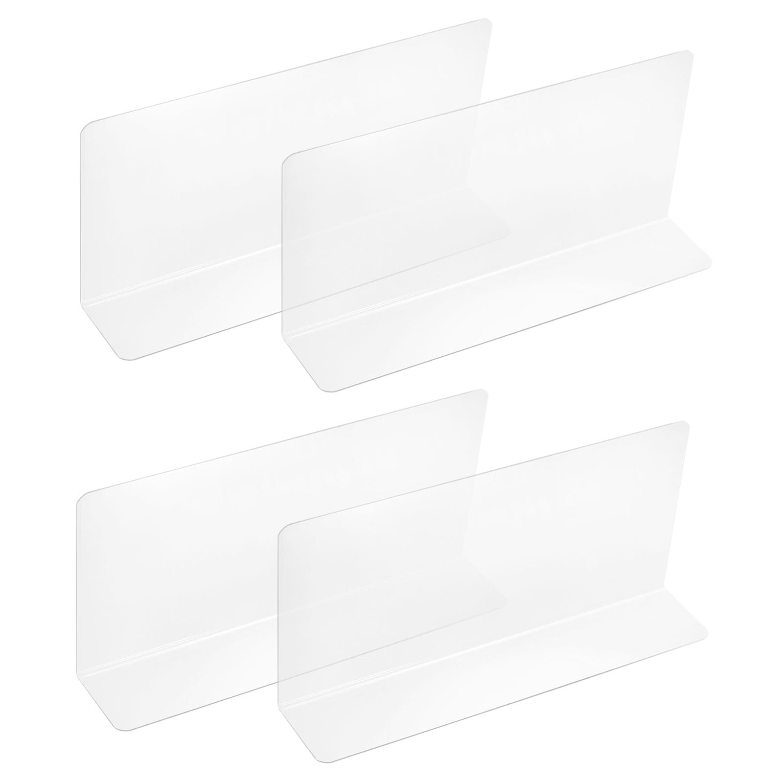 Unique Bargains - 4pcs Clear Shelf Dividers 12inx5.5in Plastic L-Shaped Shelf Separator Transpare...