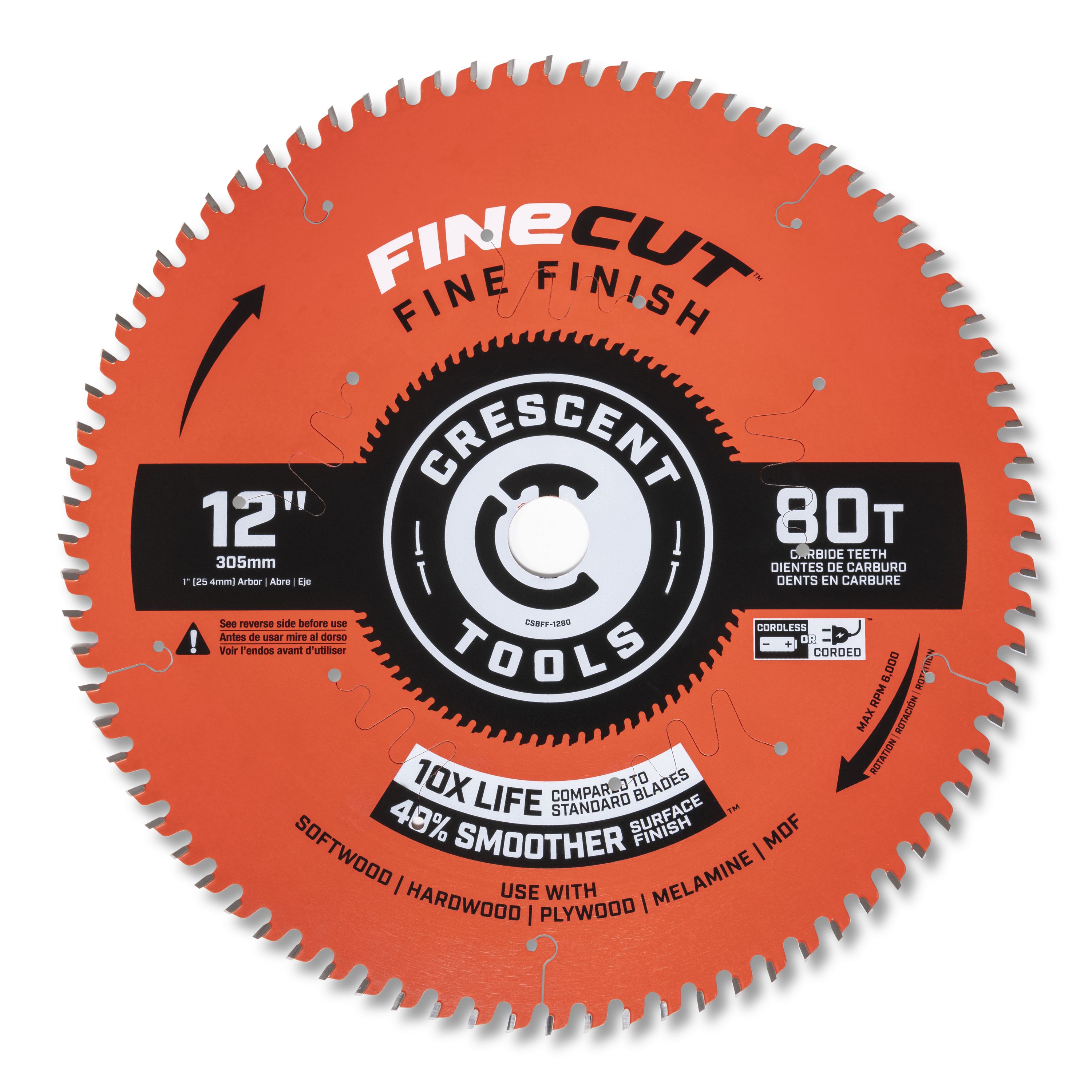 Crescent Fine Finish 12-in 80-Tooth Fine Finish Carbide Circular Saw Blade  in the Circular Saw Blades department at