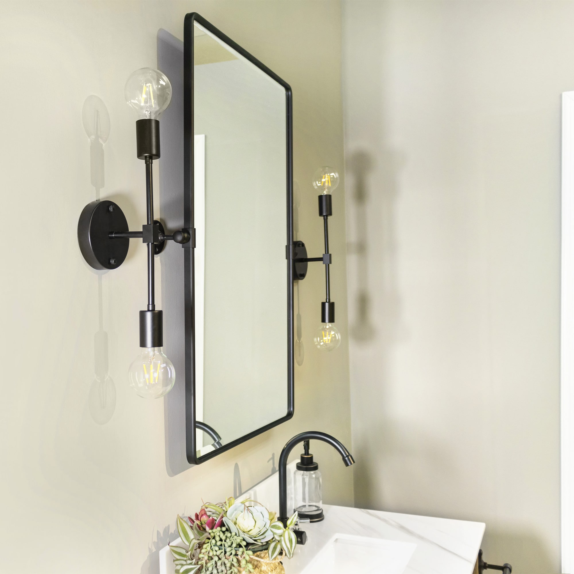 Matte Black Metal Framed Rectangular Bathroom Vanity Mirror 20 x 30