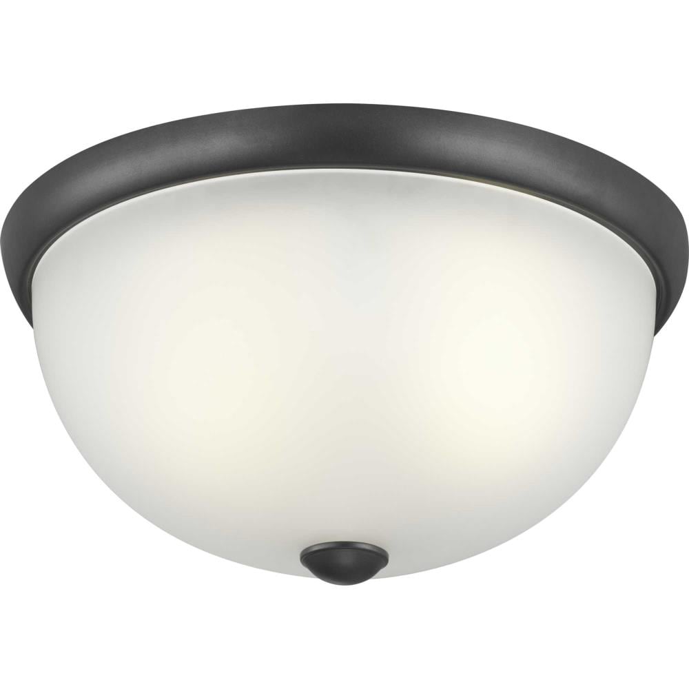 Progress Lighting P350044-143 Glass Domes 2 -Light 14-in Black Semi Flush Mount Light