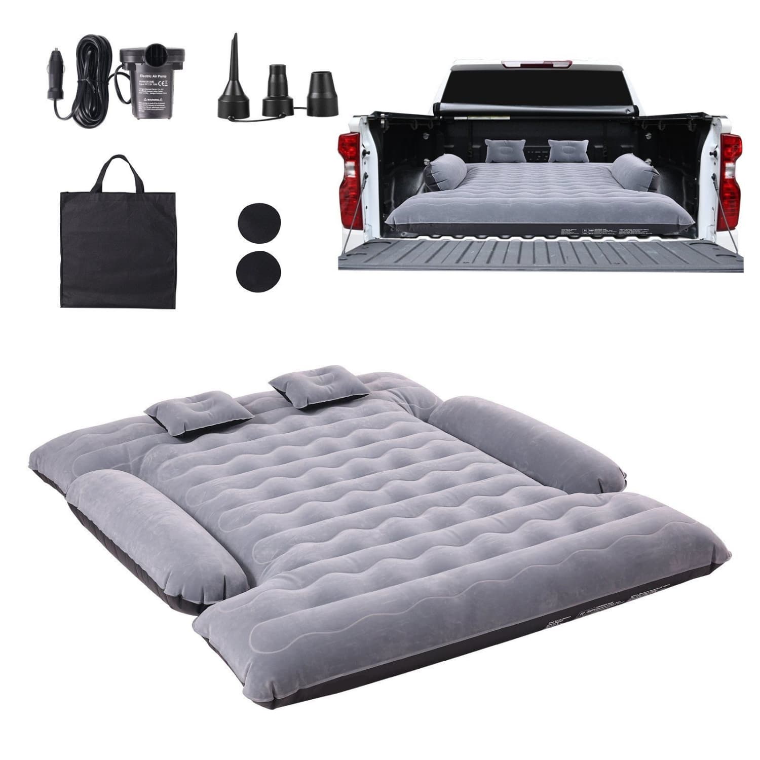 Angel Sar - Truck Bed Air Mattress 6-6.5 ft Full Size Inflatable Camping Bed with 12V Air Pump 2 ...