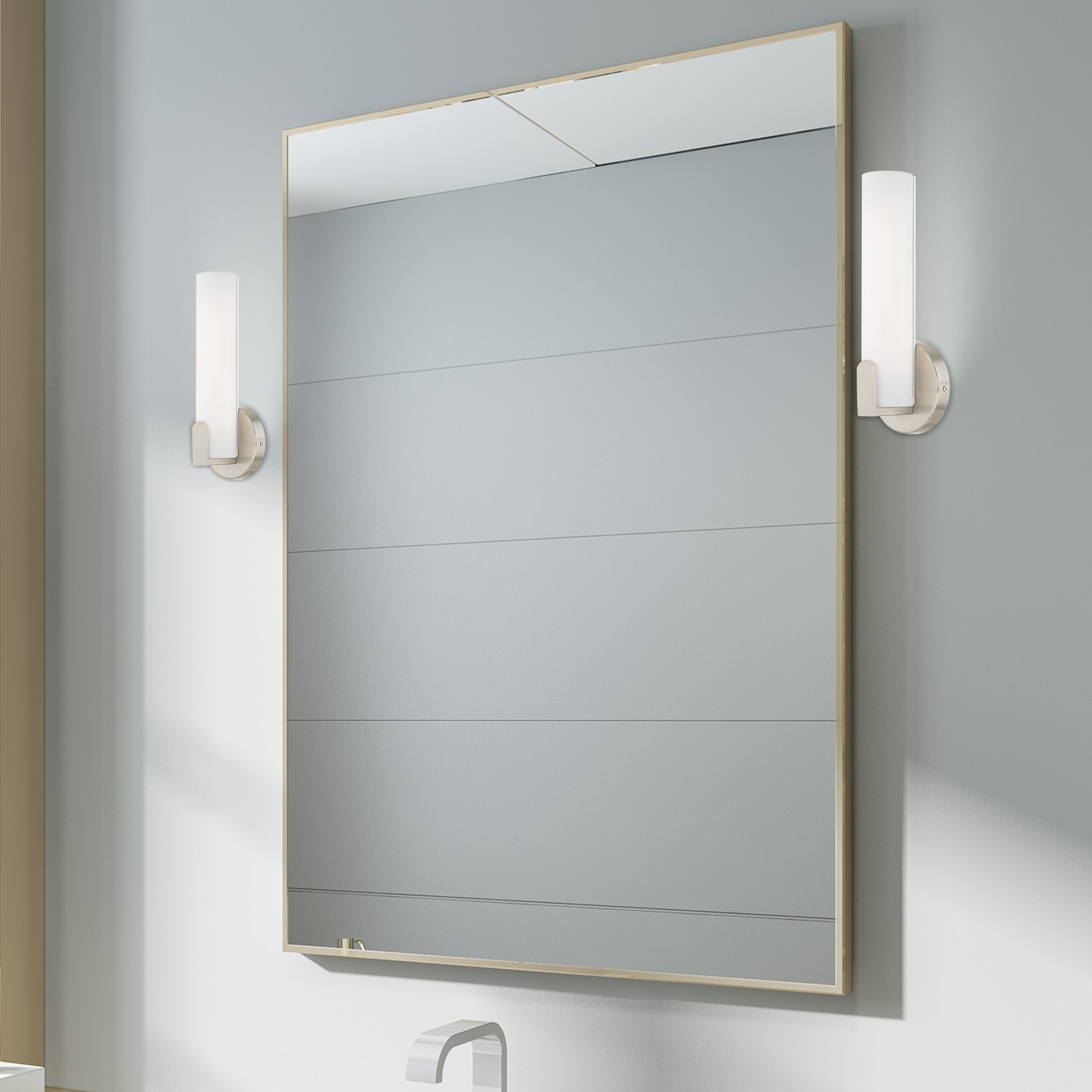Lund 10W LED Brushed Nickel Wall Sconce with Satin White Shade