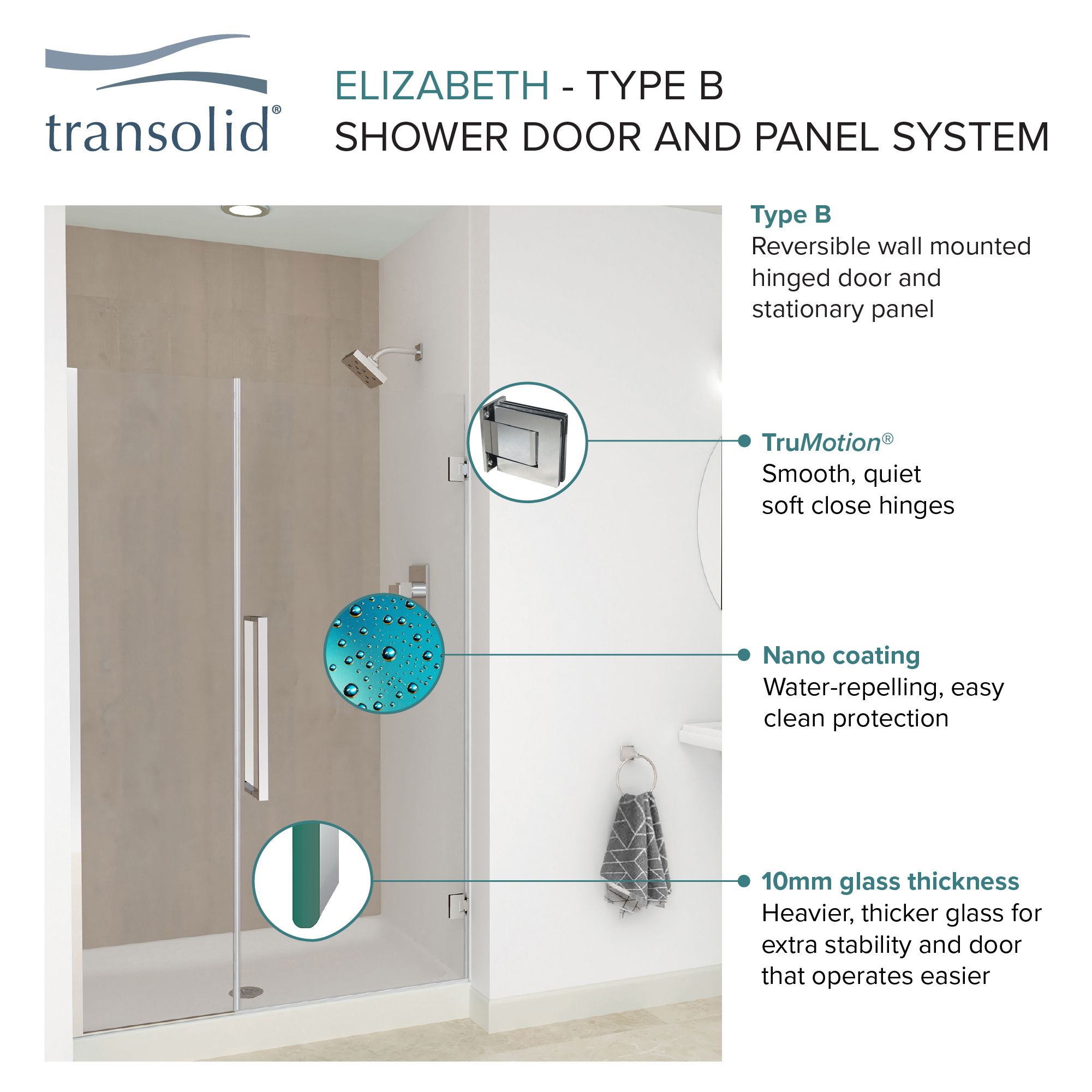 Transolid EHTB475297610C-BK-MB Shower-Doors - View #3