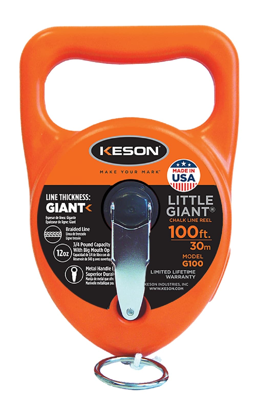 KESON Giant 1:1 100-ft Chalk Reel - 12 oz Chalk Capacity, ABS Case, One  Piece Steel Crank in the Chalk Reels department at