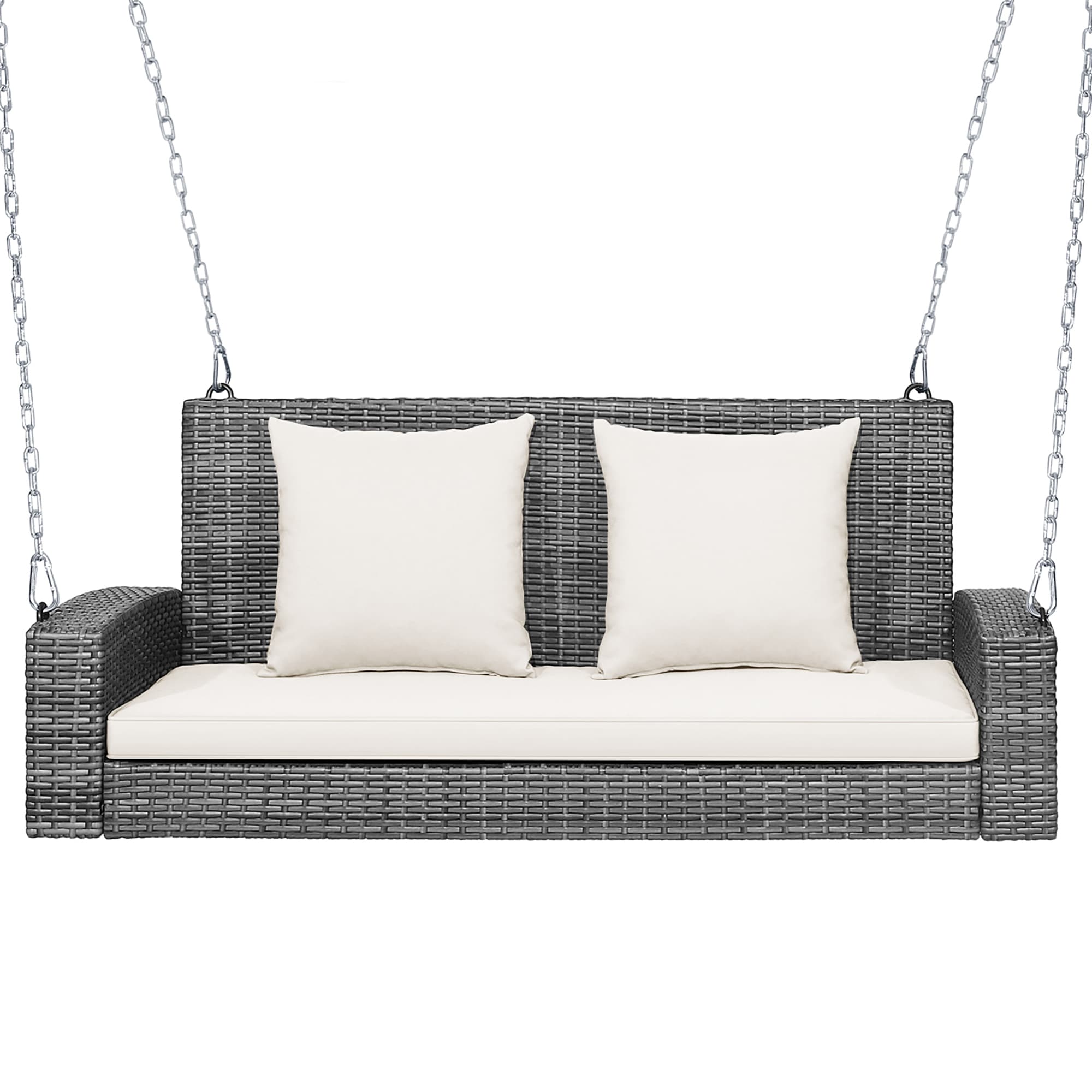 BABOOM BOM-19WH-CO Porch Swing Chair 2 -person Gray Steel Outdoor Swing