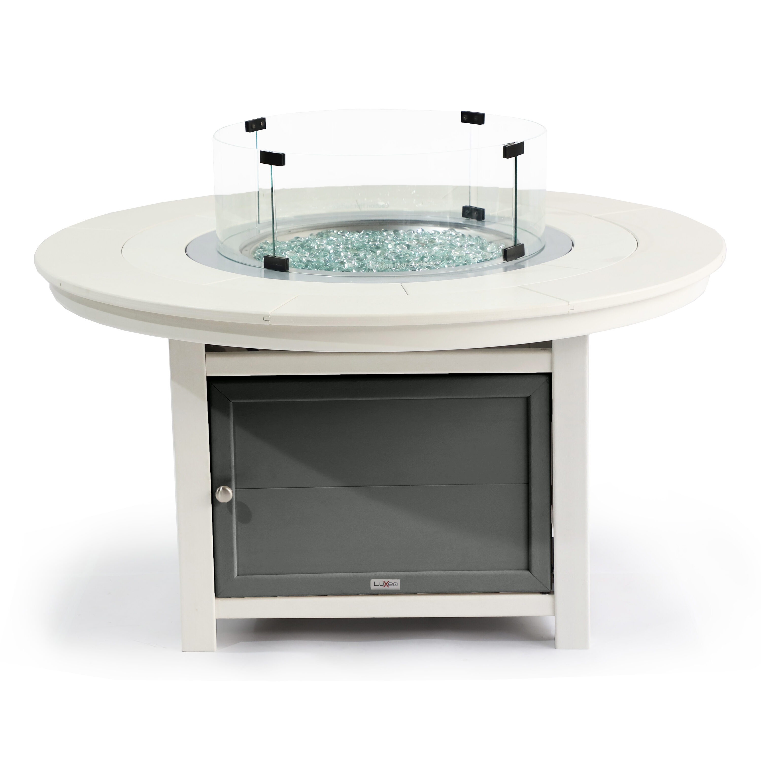 LuXeo LUX-48FPRD-WGWT 48-in W White Top Composite Round Tabletop Liquid propane Fire table