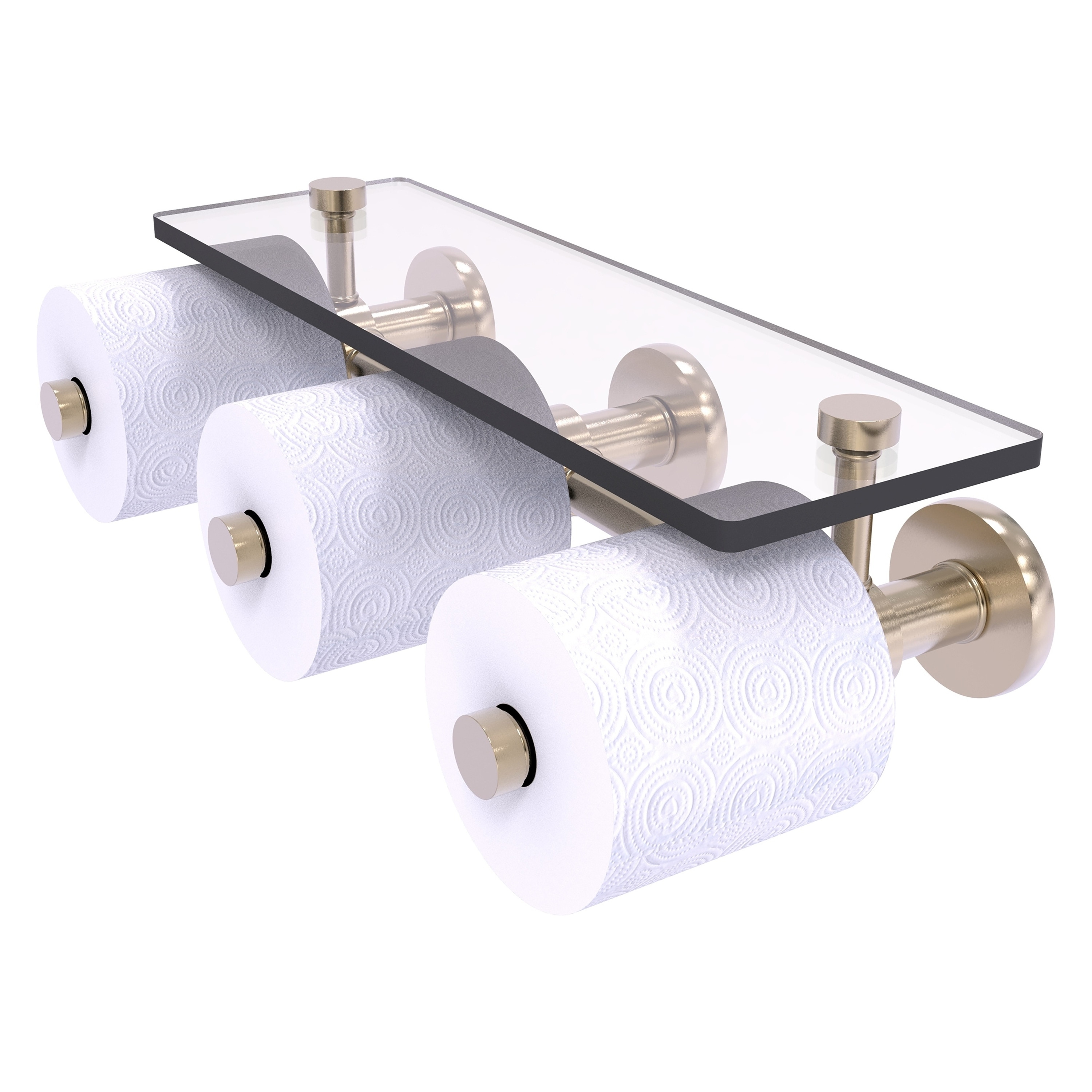 Allied Brass P1000-35-3S-PEW Prestige Skyline Antique Pewter Wall mount Double post Toilet Paper Holder 3 -Rolls with Storage