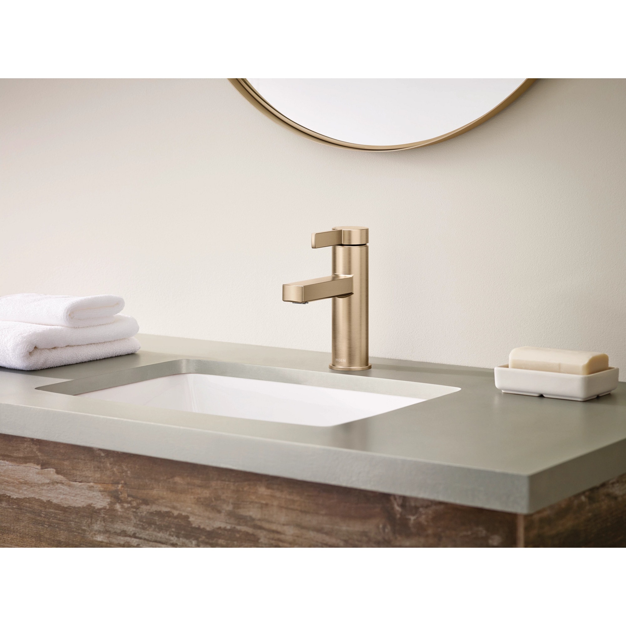 Moen Beric Bronzed Gold Single Hole 1 Handle WaterSense Bathroom Sink   65265067 