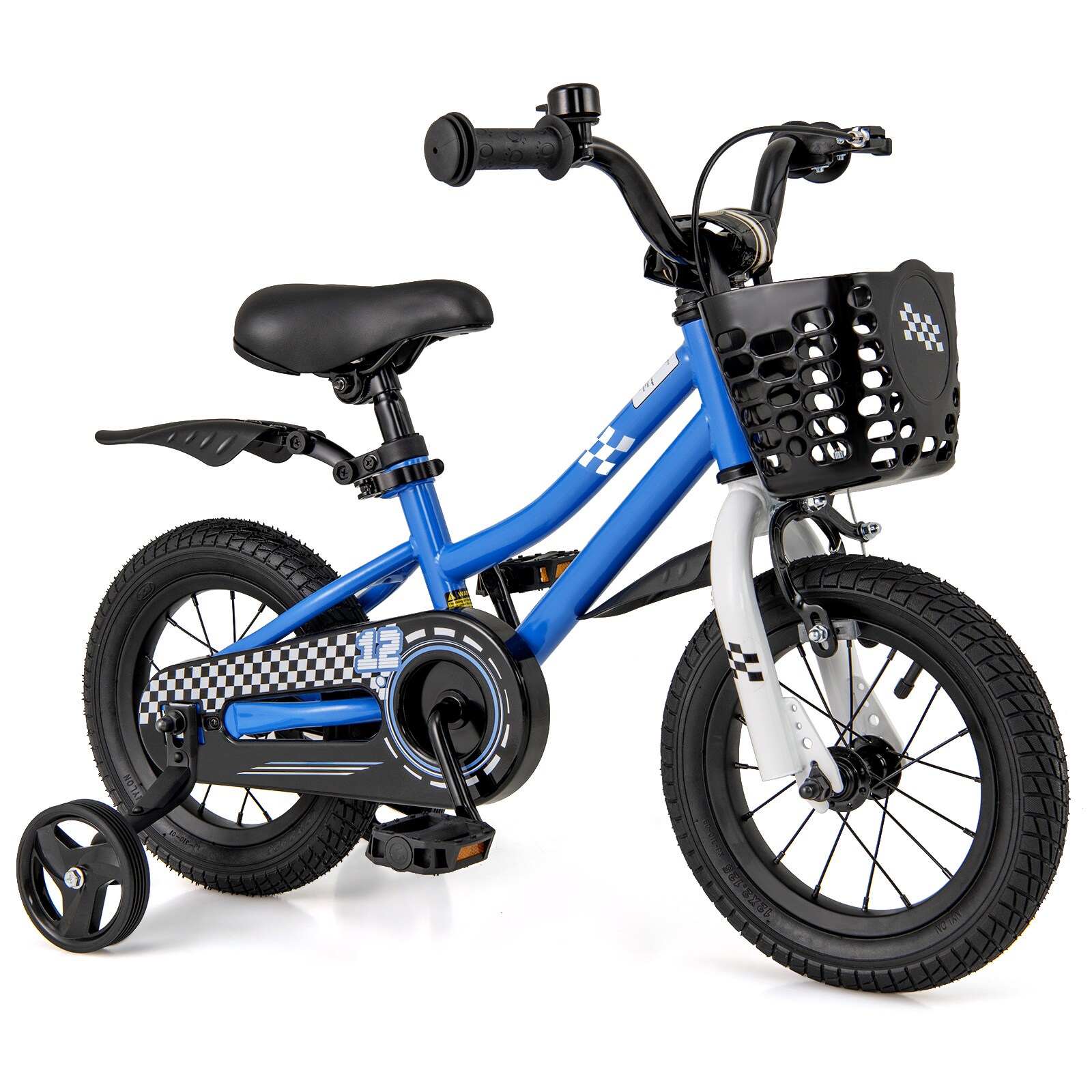 Slickblue 12 Inch Kids Bicycle for Ages 3 to 4 With Training Wheels Front Basket Hand and Coaster Brakes Multiple Color Options
