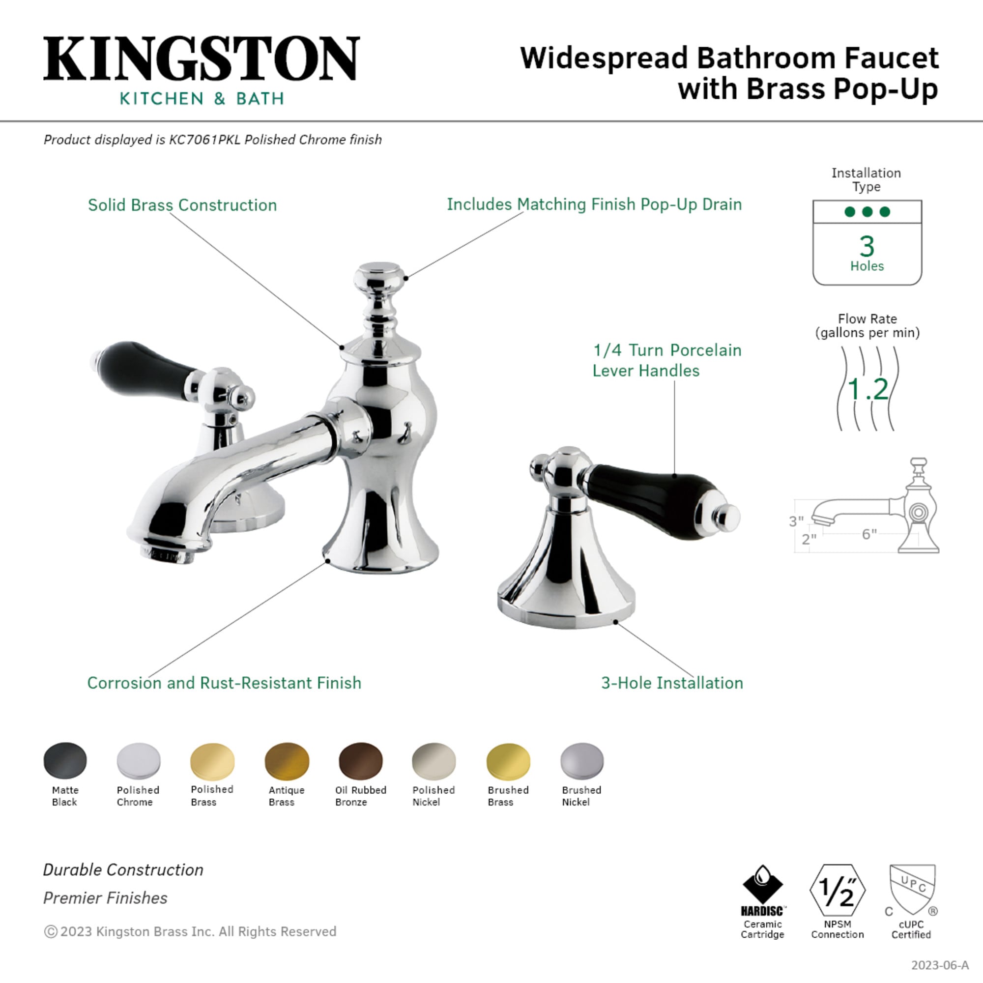 Kingston Brass WLKC7061PKL Lavatory-Faucets - View #2