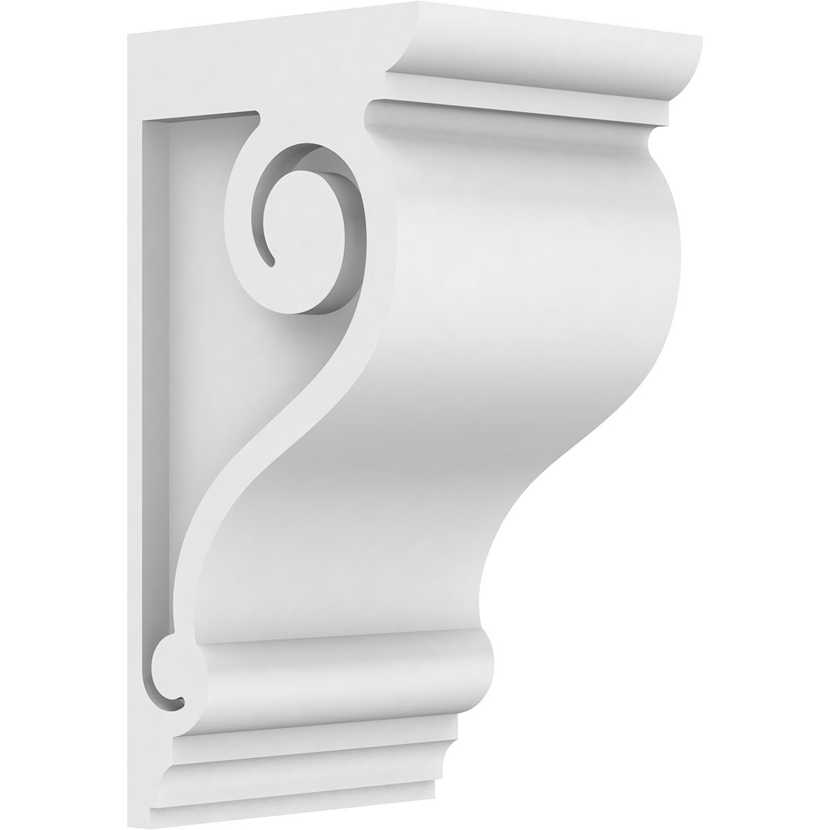 Ekena Millwork CORP03X04X08SCR 3-in x 4-in x 8-in Standard scroll Unfinished White PVC Paintable Corbel