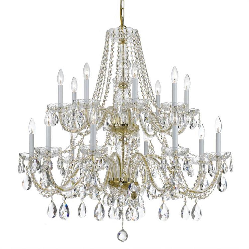 Crystorama 1139-PB-CL-SAQ Traditional Crystal 16 -Light Polished Gold Traditional Crystal For Use in Bedrooms, Dining Rooms, Foyers, Kitchens, Living Rooms Chandelier