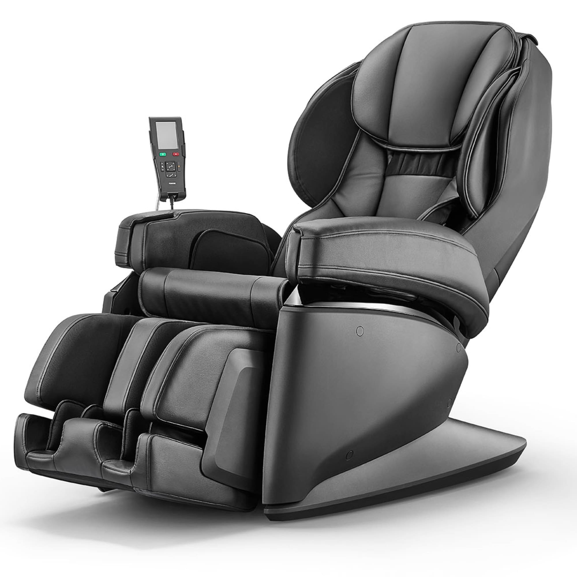 Synca Wellness SMR0005-08NA JP1100 Black/modern Faux leather Upholstered Powered Reclining Massage chair with Ottoman Set