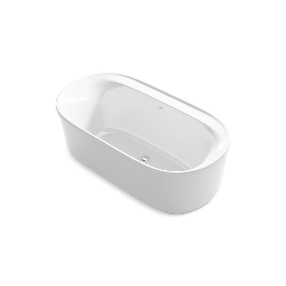 Spectacle 34.25-in x 65.75-in White Acrylic Oval Freestanding Soaking Bathtub with Drain (Center Drain) | - Sterling 95334-0