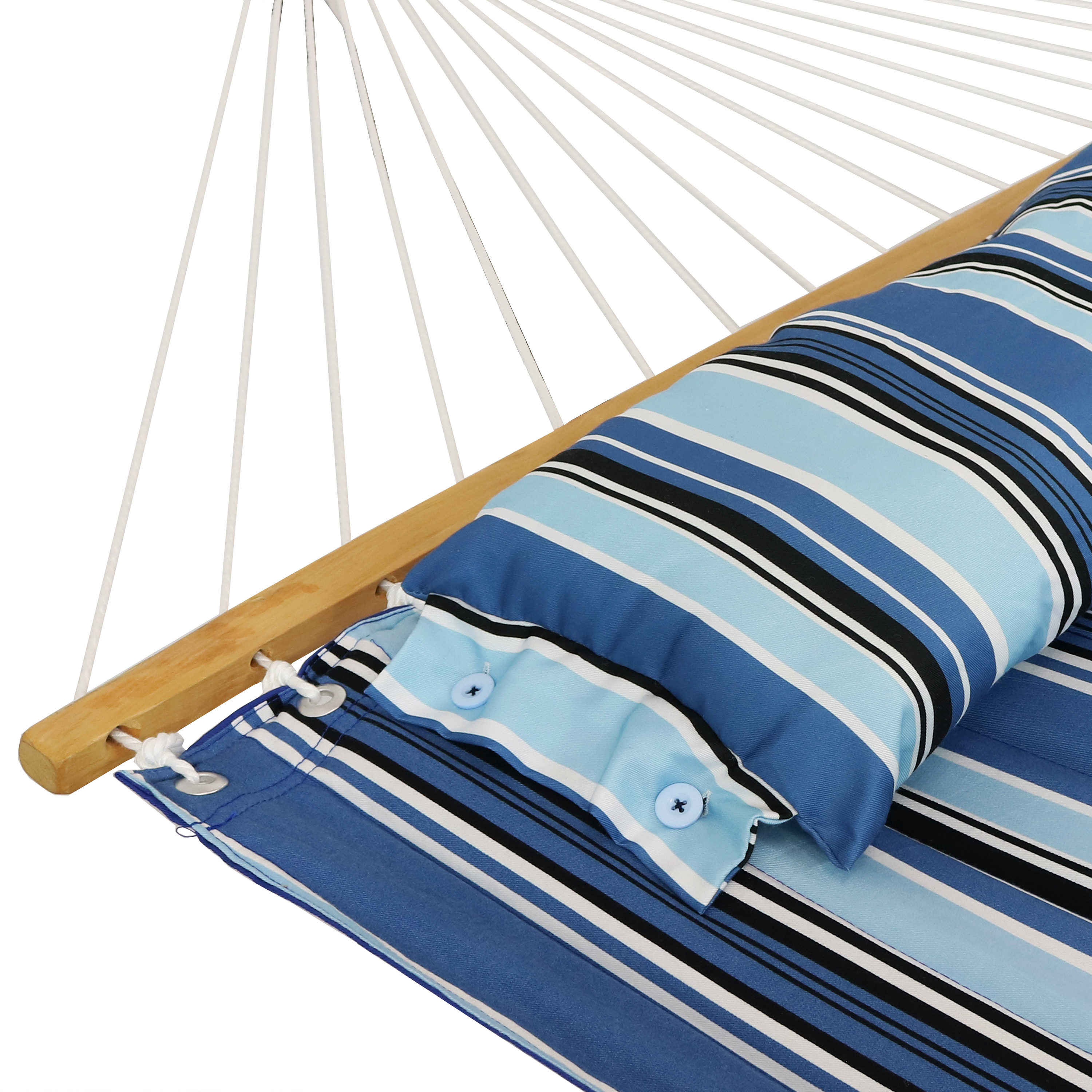 Misty Beach Blue Quilted Polyester Hammock with Steel Stand