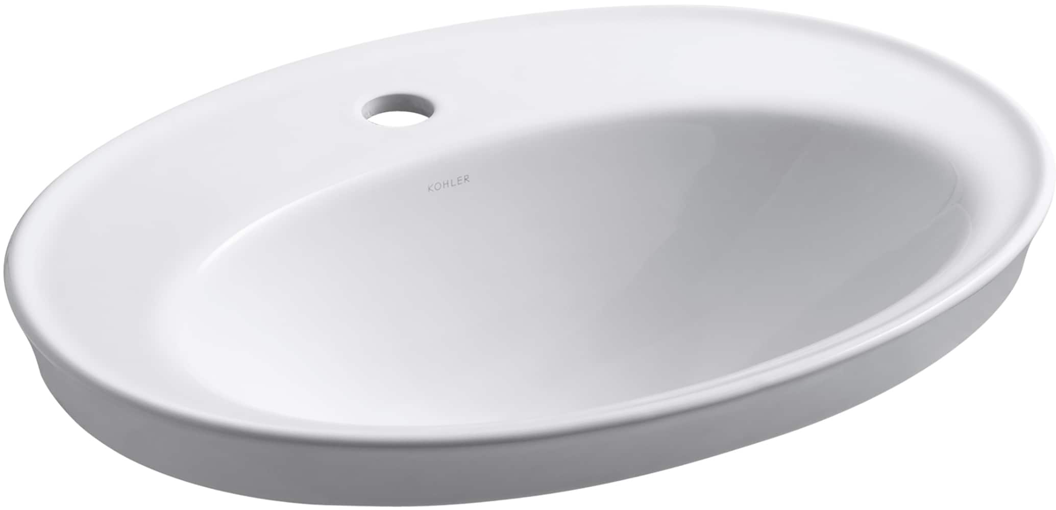 Serif White Ceramic Oval Drop-In Bathroom Sink