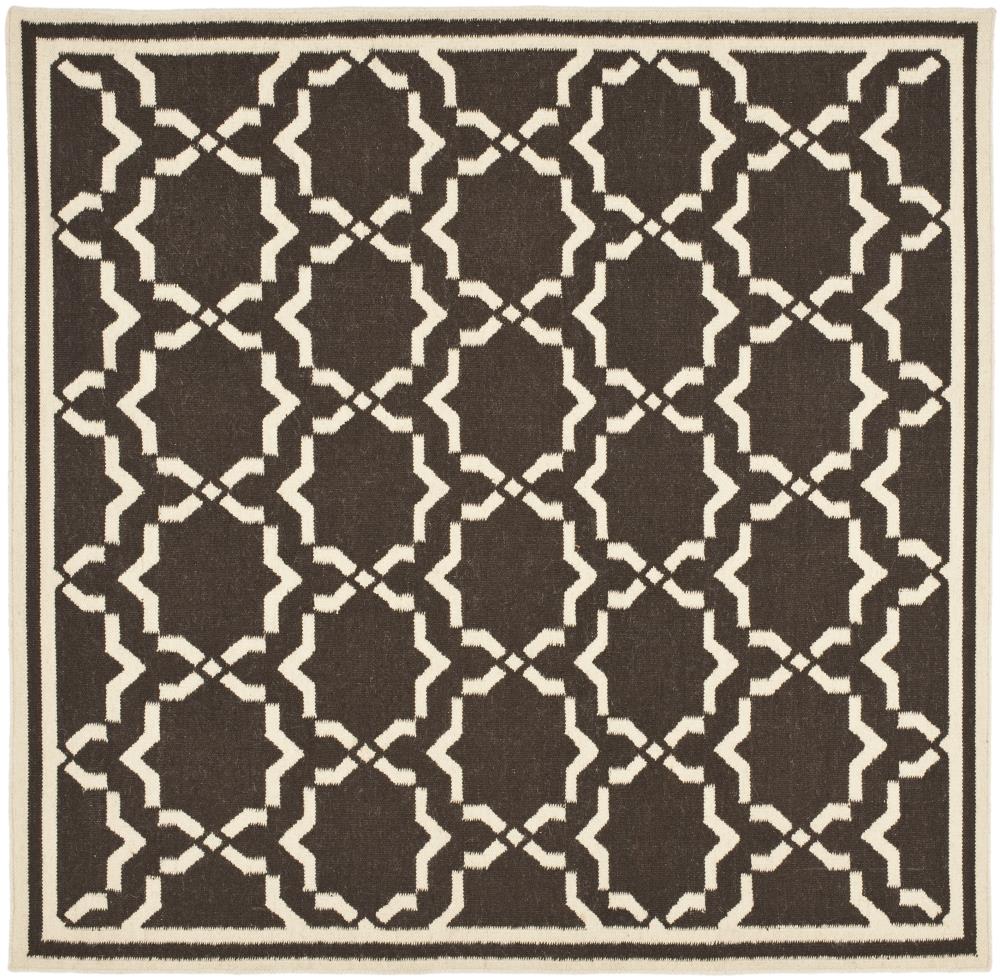 Safavieh DHU545A-8SQ Dhurries Talia 8 x 8 (ft) Wool Chocolate/Ivory Square Indoor Geometric Coastal Area rug