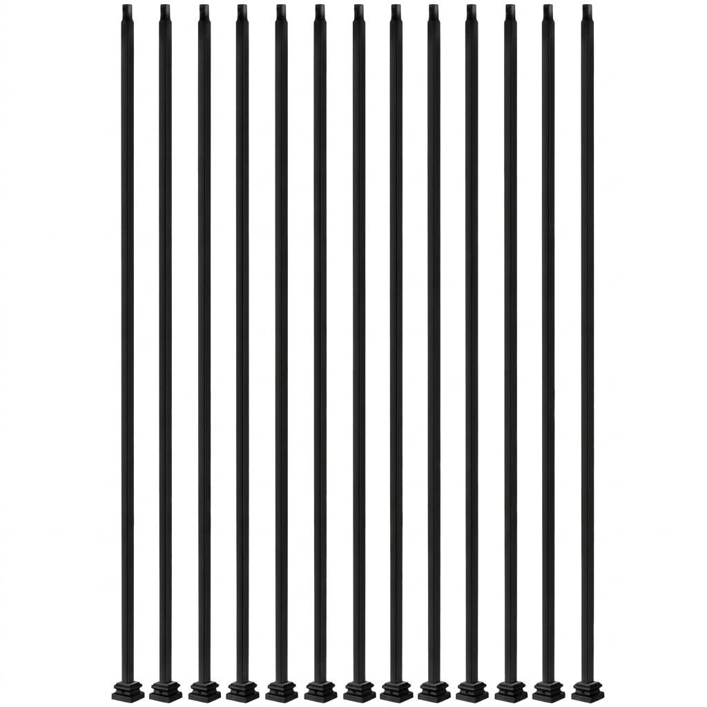 Aoibox Stair Railing Kit with 16 Iron Balusters Shoes and 2 Solid Red ...