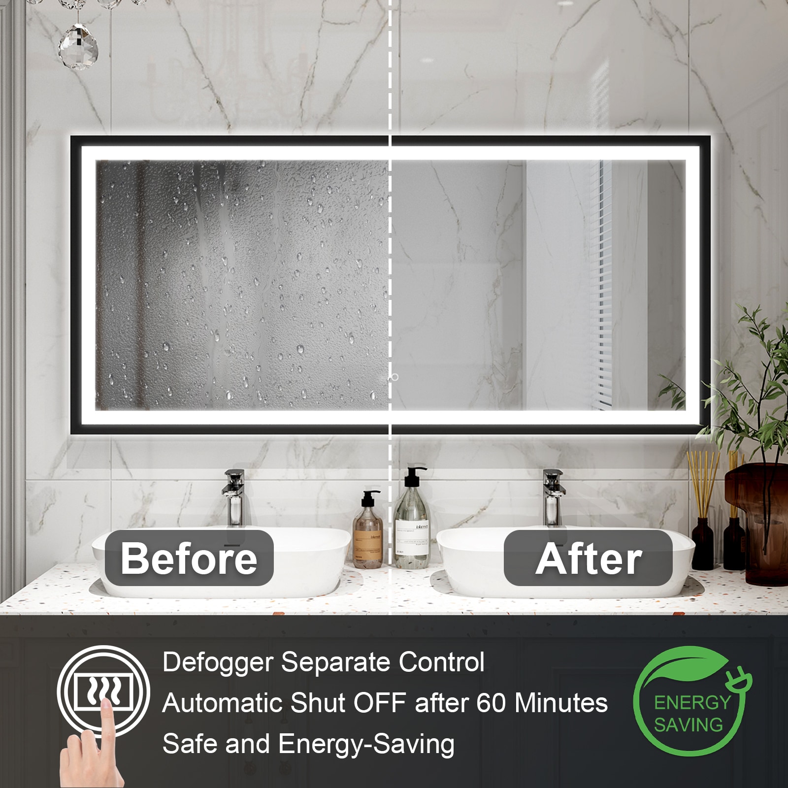 WELLFOR DH-MC04-6036SF2 Framed-Bath-Mirrors - View #6