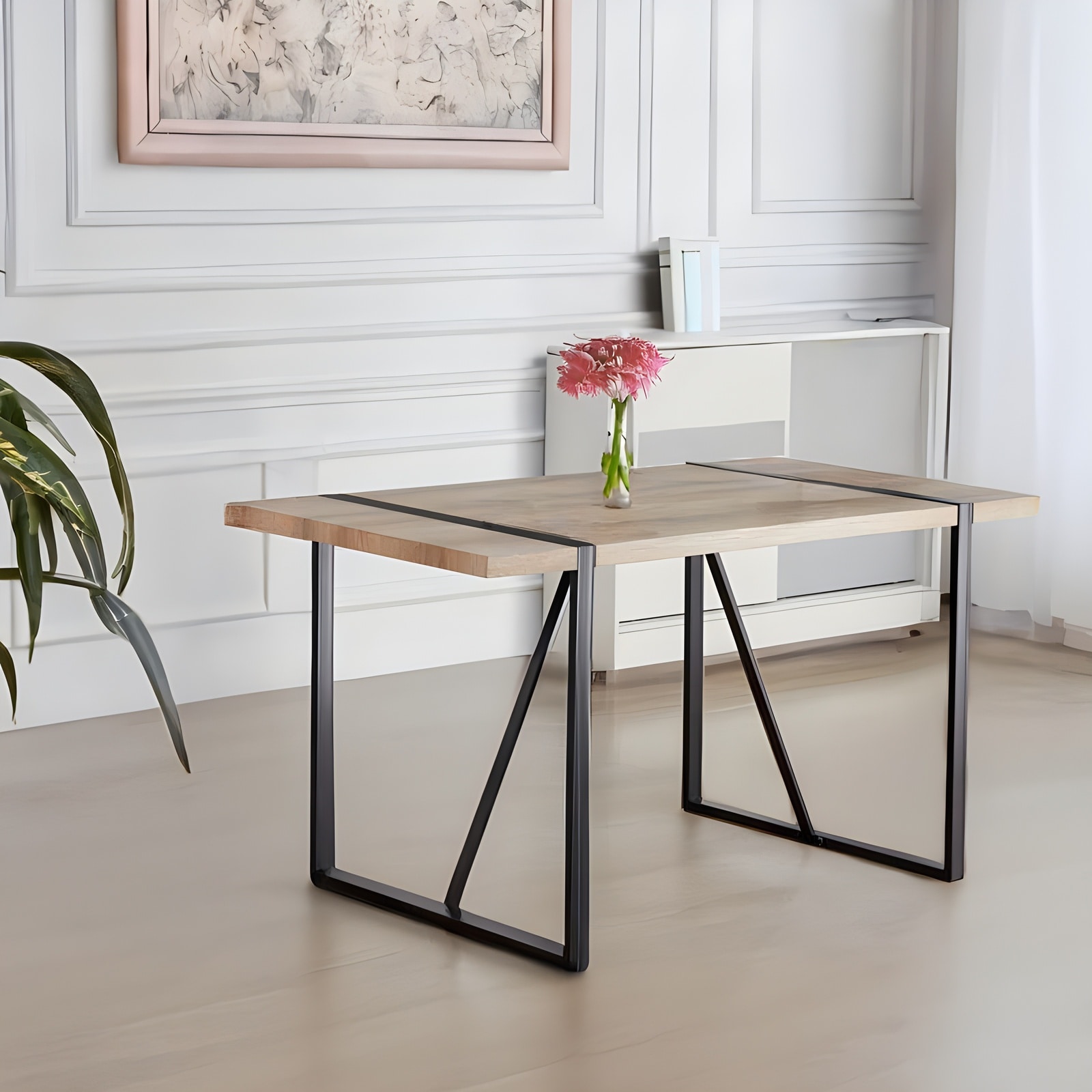 Horizons Prime - 55 inch Wood MDF Rectangular Dining Table with 2 Inch Thick Engineered Wood Tabl...