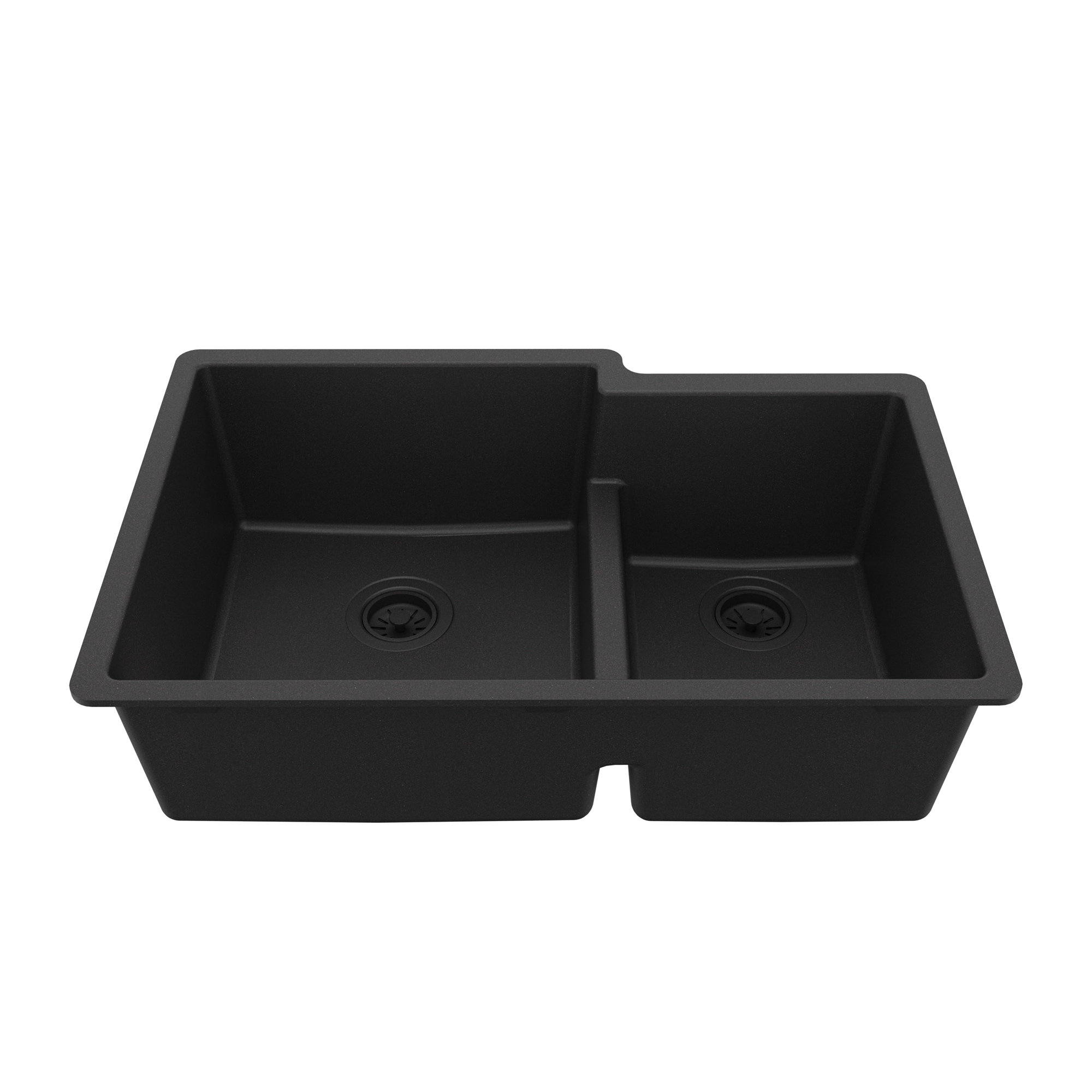 Karran Undermount 32-in x 21.25-in Black Quartz Double Offset Bowl